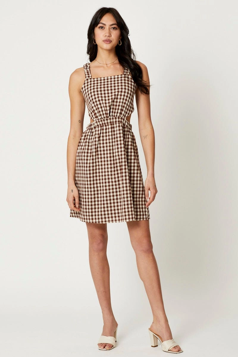 Check Mini Dress Sleeveless Evening
