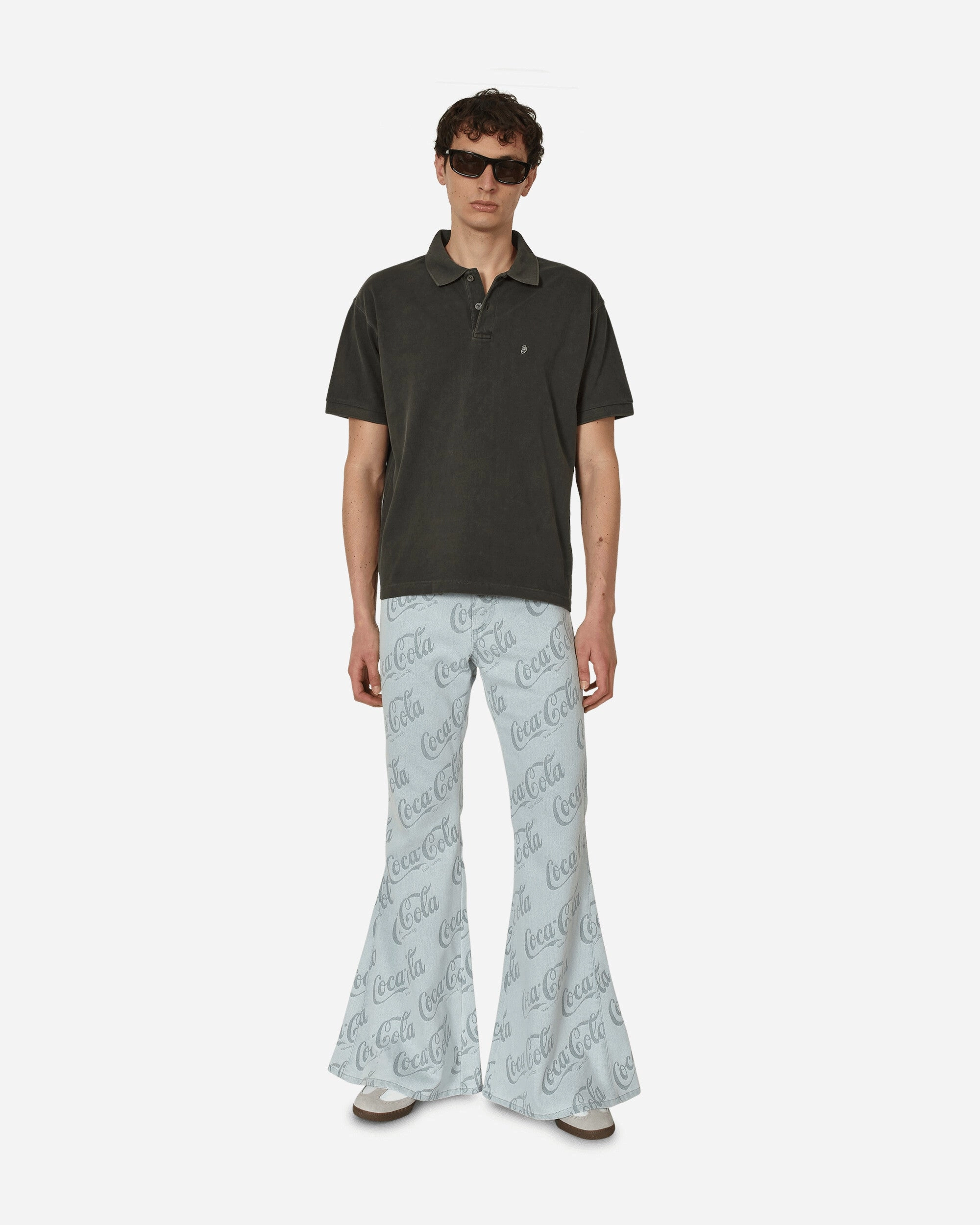 Coca-Cola Jacquard Denim Flare Pants Grey