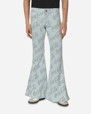 Coca-Cola Jacquard Denim Flare Pants Grey