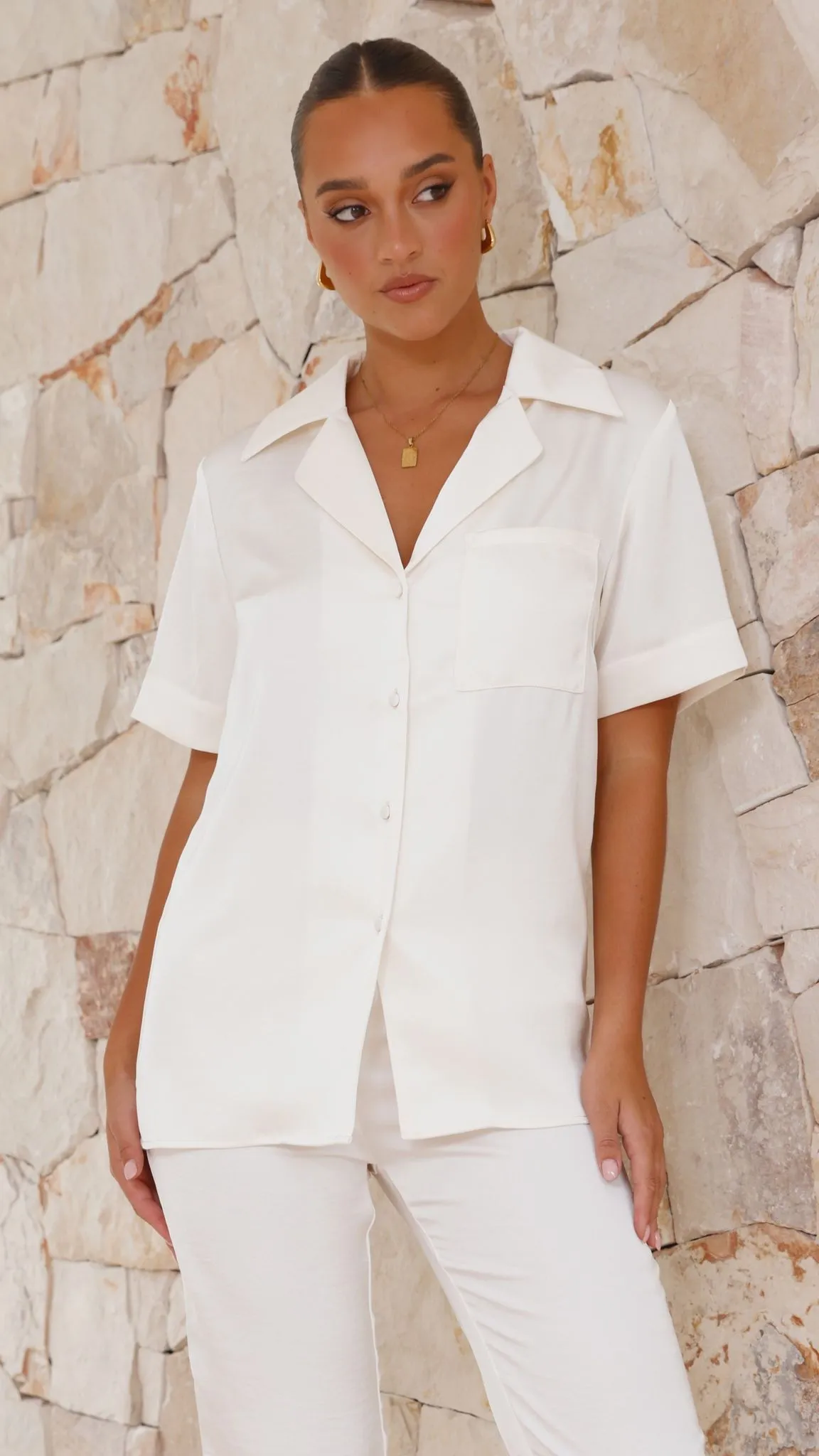 Courtney Button Up Shirt - Cream