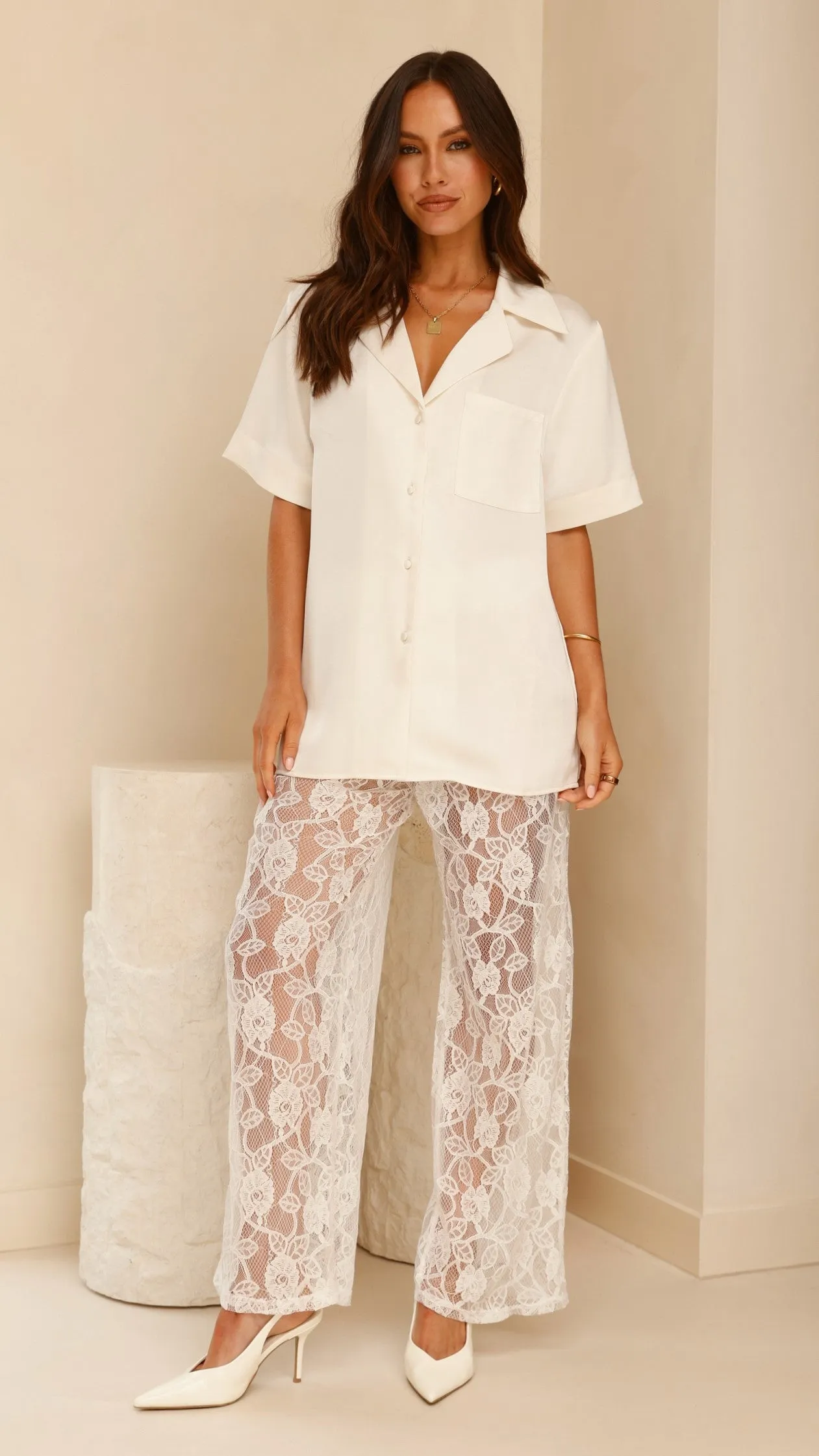 Courtney Button Up Shirt - Cream