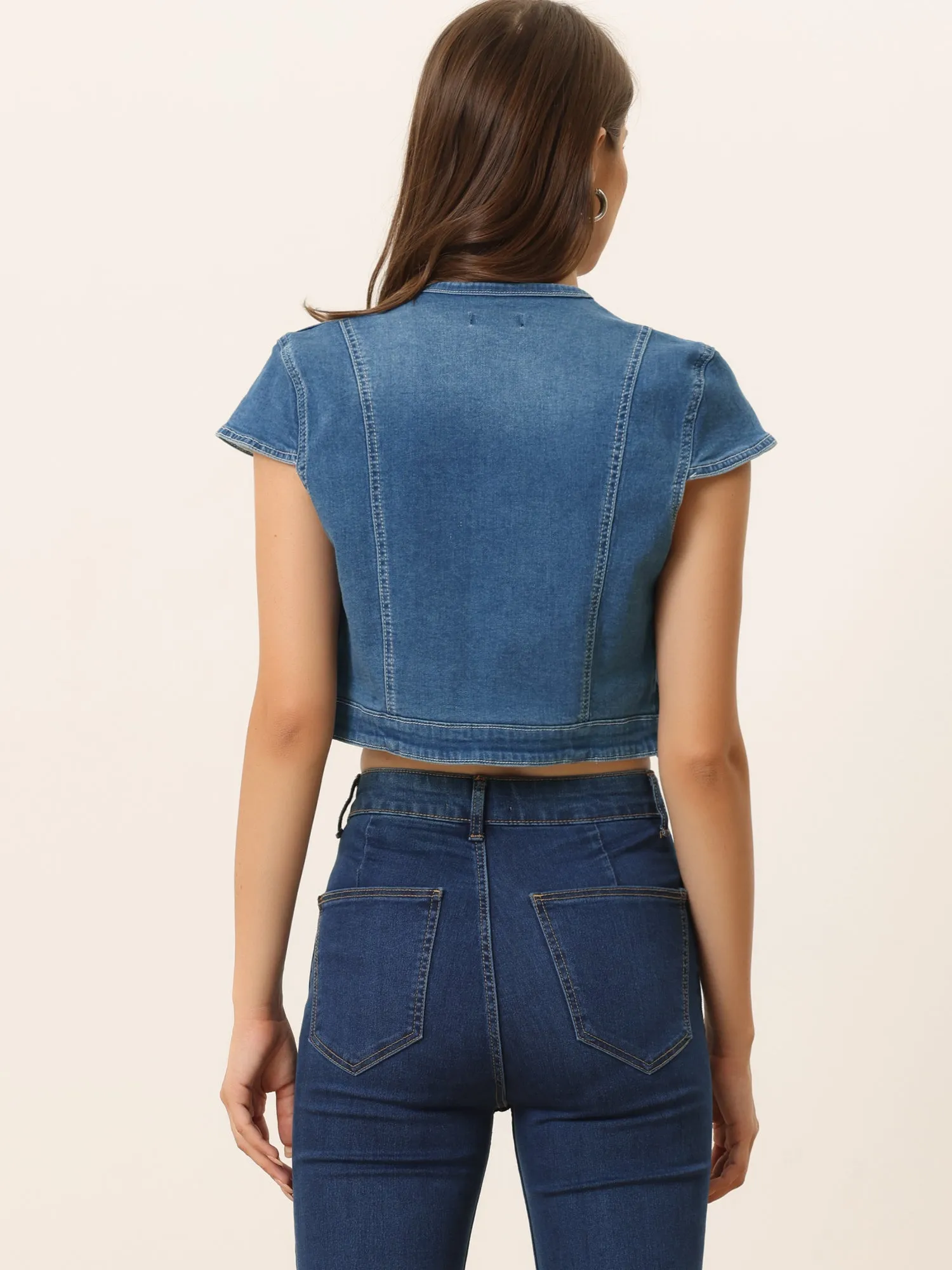 Crop Denim Cap Sleeve Slim Fit Summer Jean Jacket
