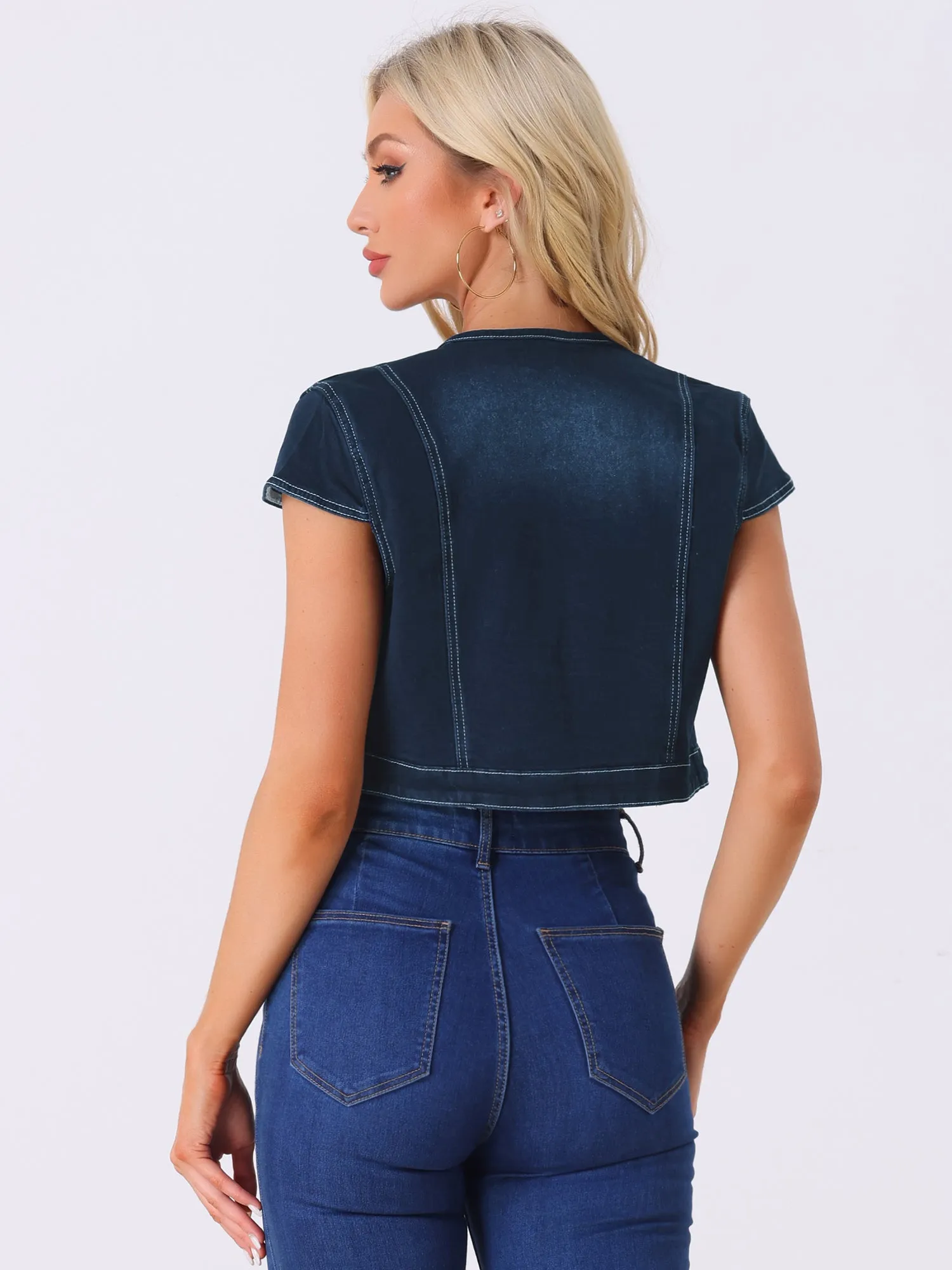 Crop Denim Cap Sleeve Slim Fit Summer Jean Jacket