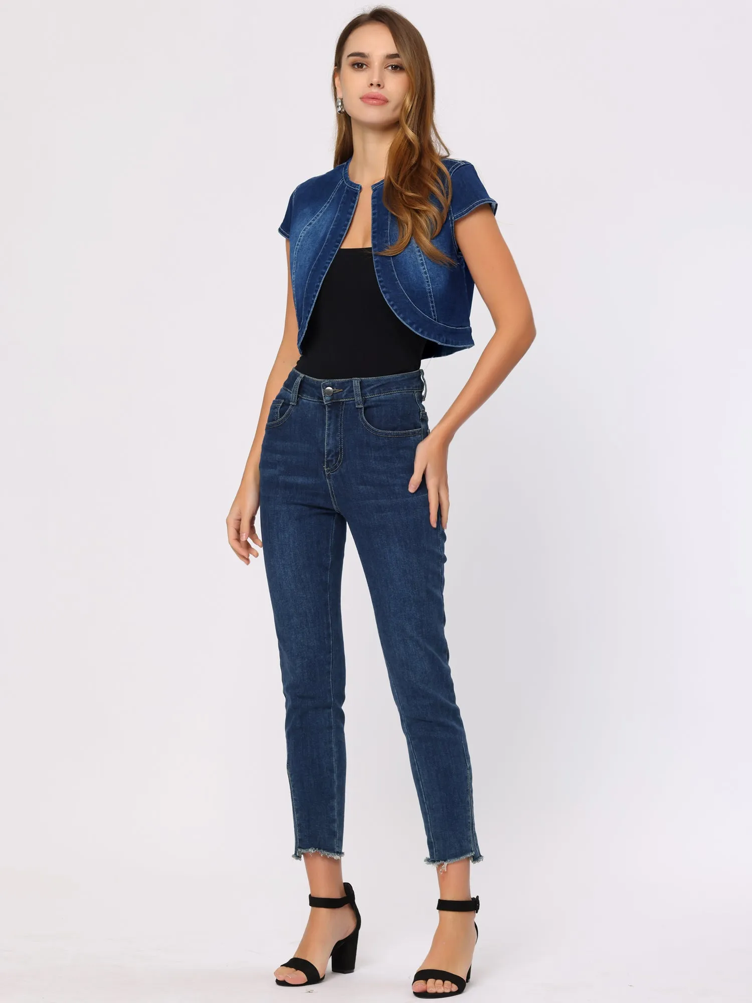 Crop Denim Cap Sleeve Slim Fit Summer Jean Jacket