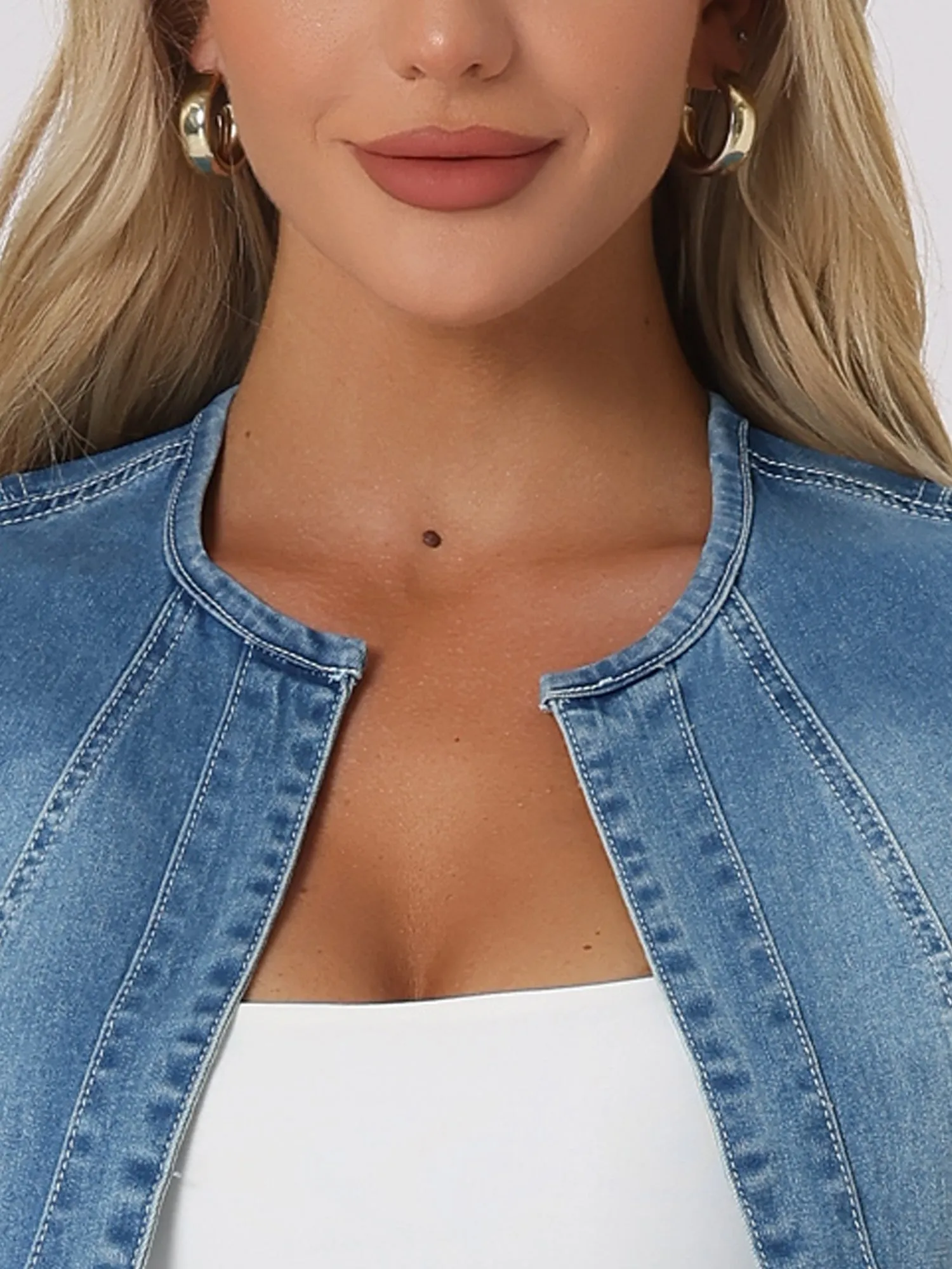 Crop Denim Cap Sleeve Slim Fit Summer Jean Jacket