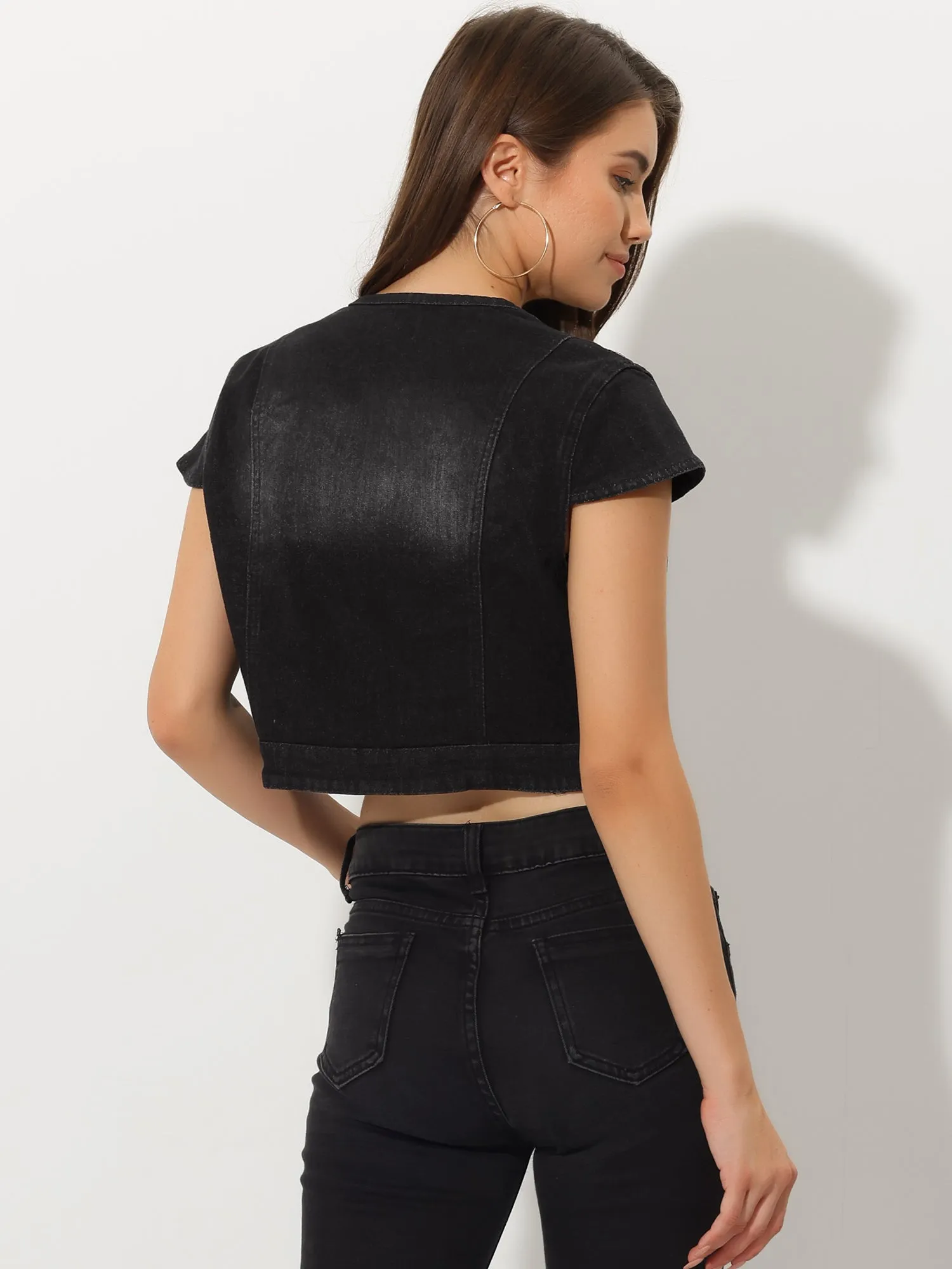 Crop Denim Cap Sleeve Slim Fit Summer Jean Jacket