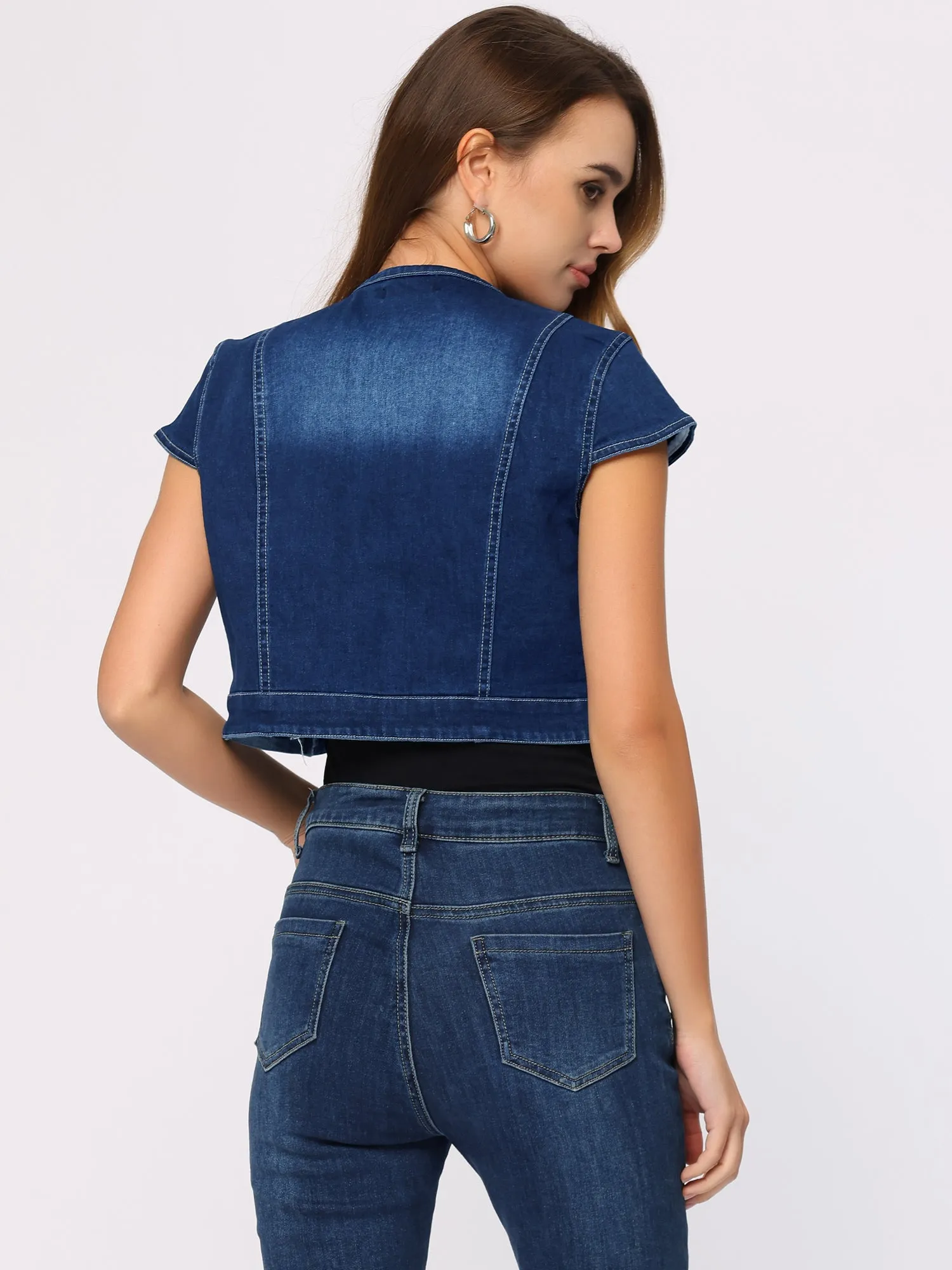 Crop Denim Cap Sleeve Slim Fit Summer Jean Jacket