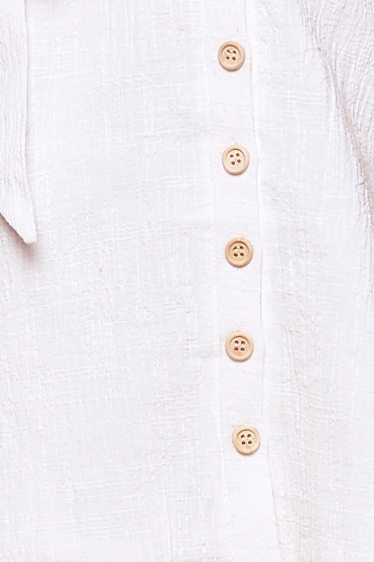 Dara Button Accent Dress White