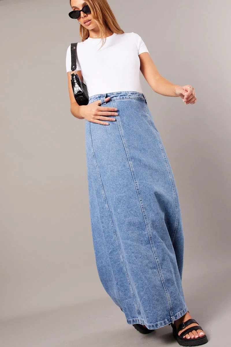 Denim Maxi Skirt High Rise