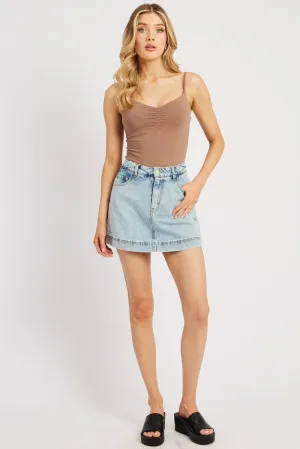 Denim Skort Skirt High Rise