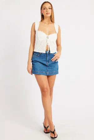 Denim Skort Skirt High Rise