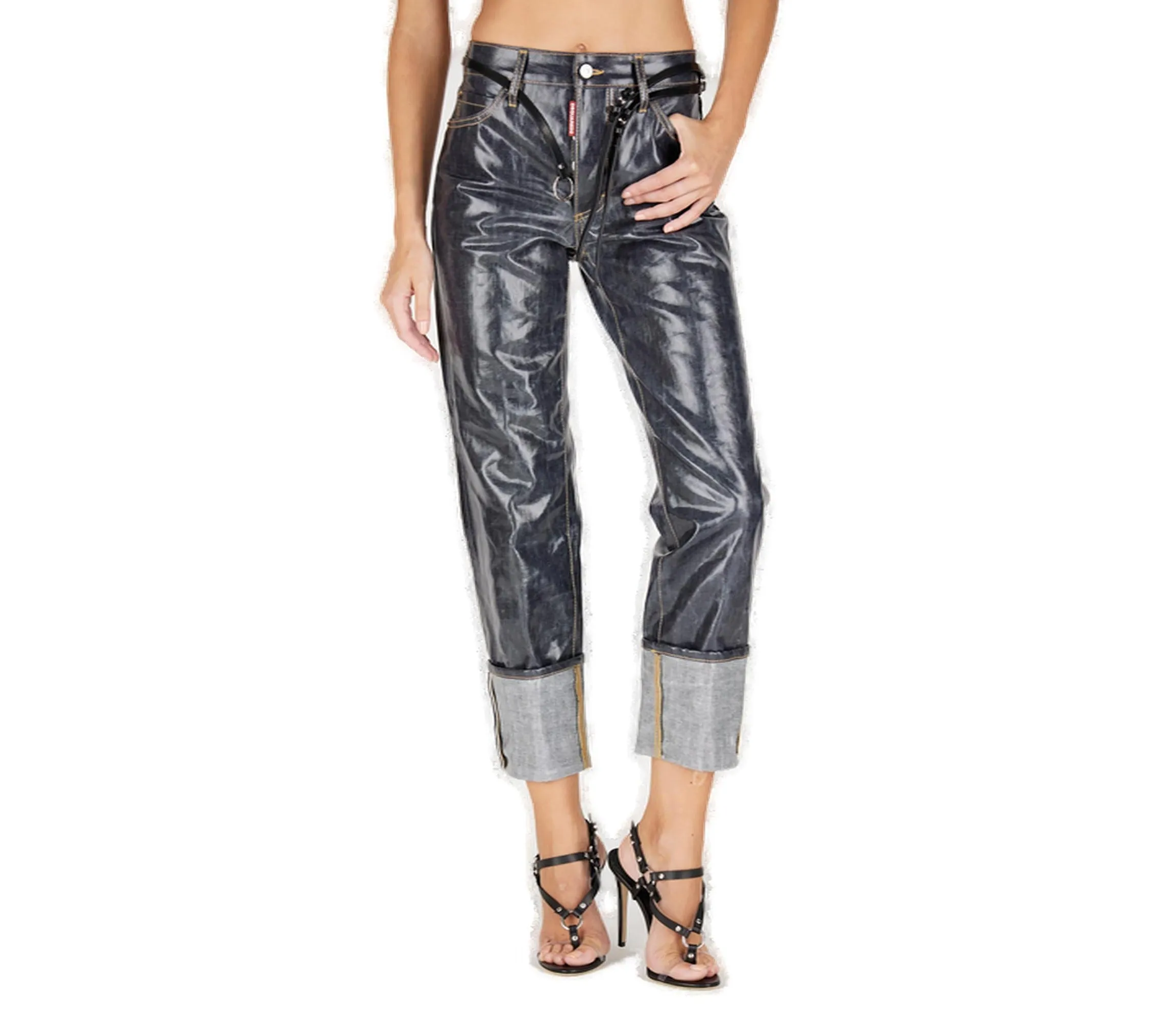 Dsquared2 Logo Printed Laminated Finish Jeans
