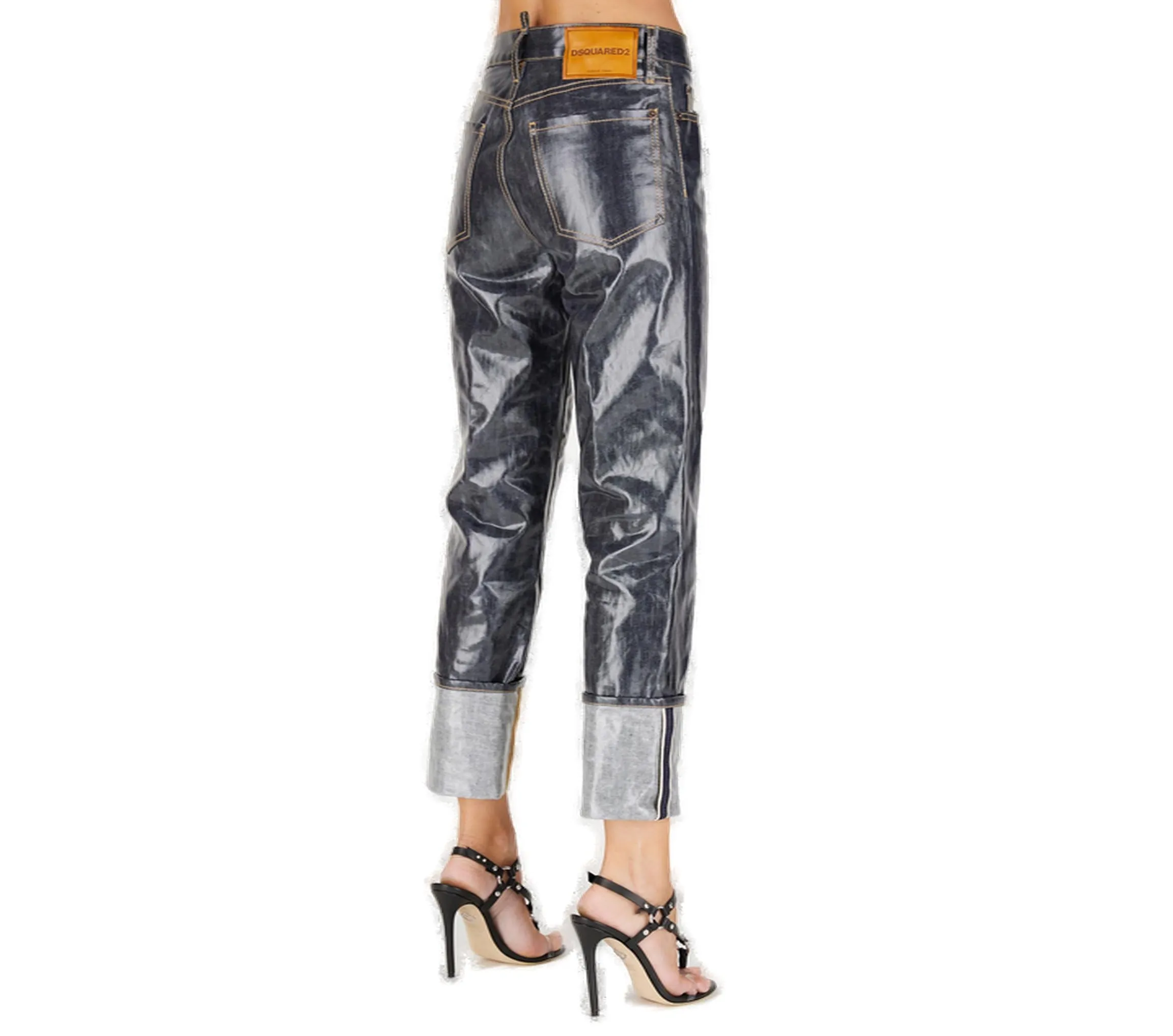 Dsquared2 Logo Printed Laminated Finish Jeans