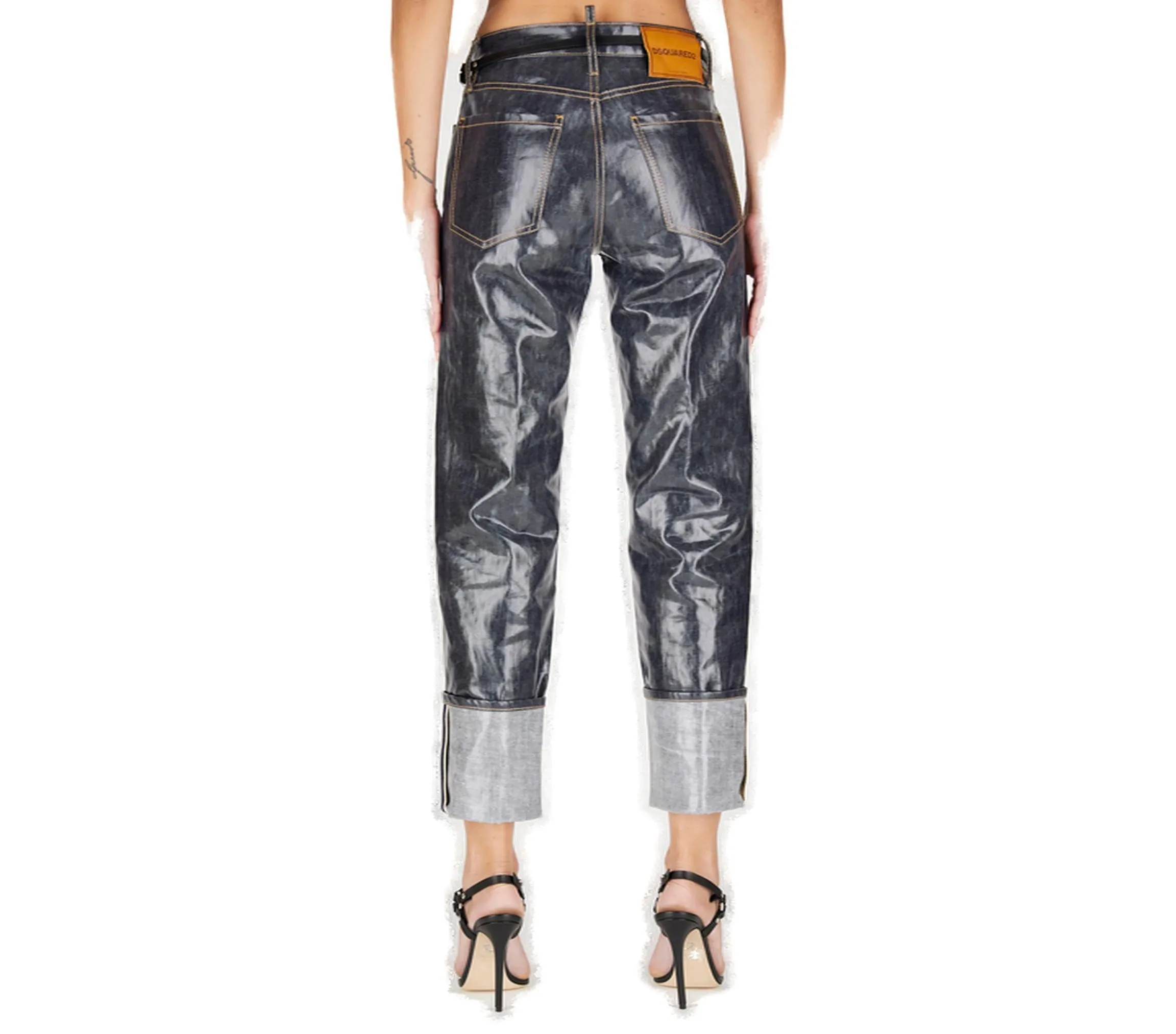 Dsquared2 Logo Printed Laminated Finish Jeans