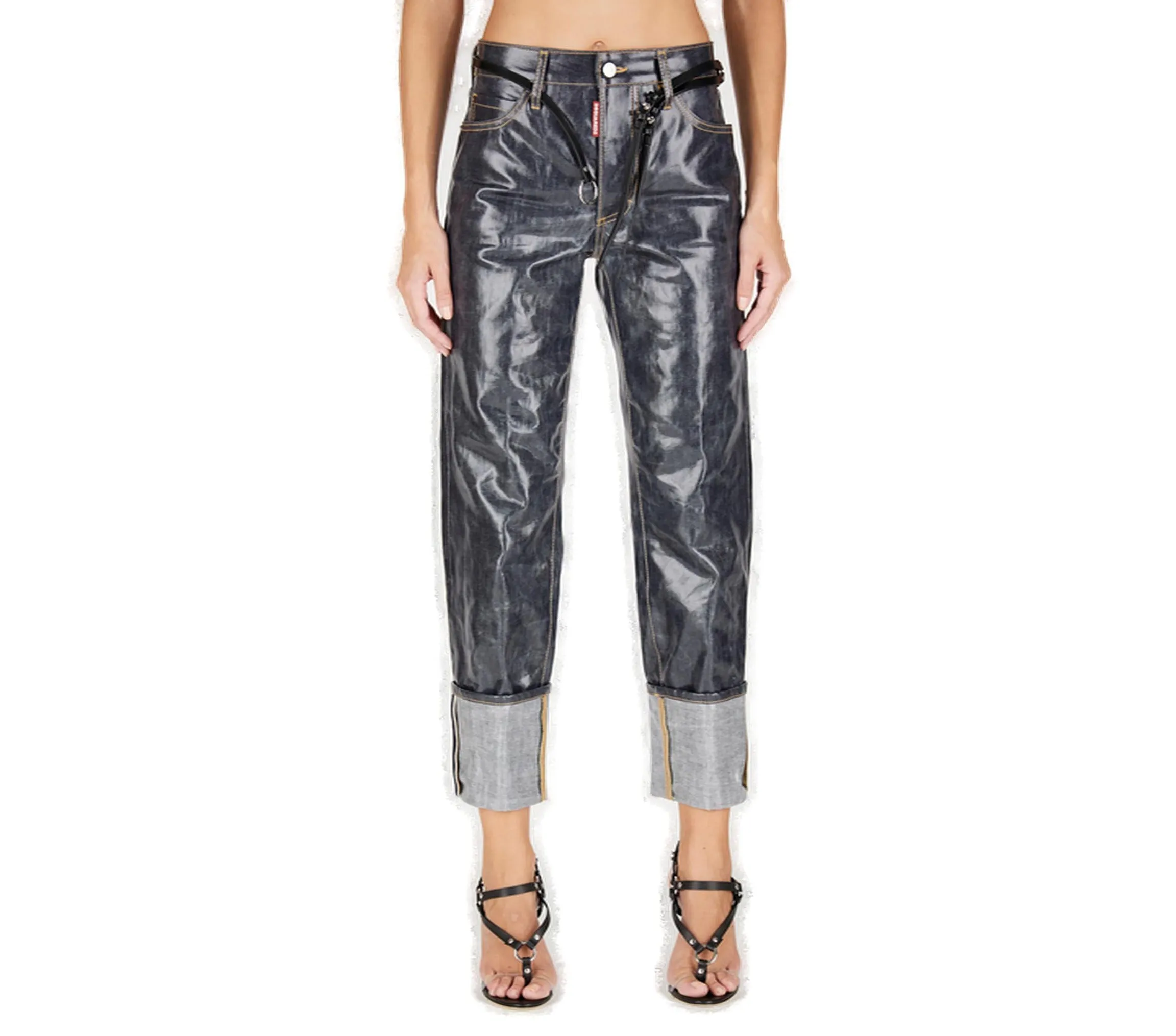 Dsquared2 Logo Printed Laminated Finish Jeans