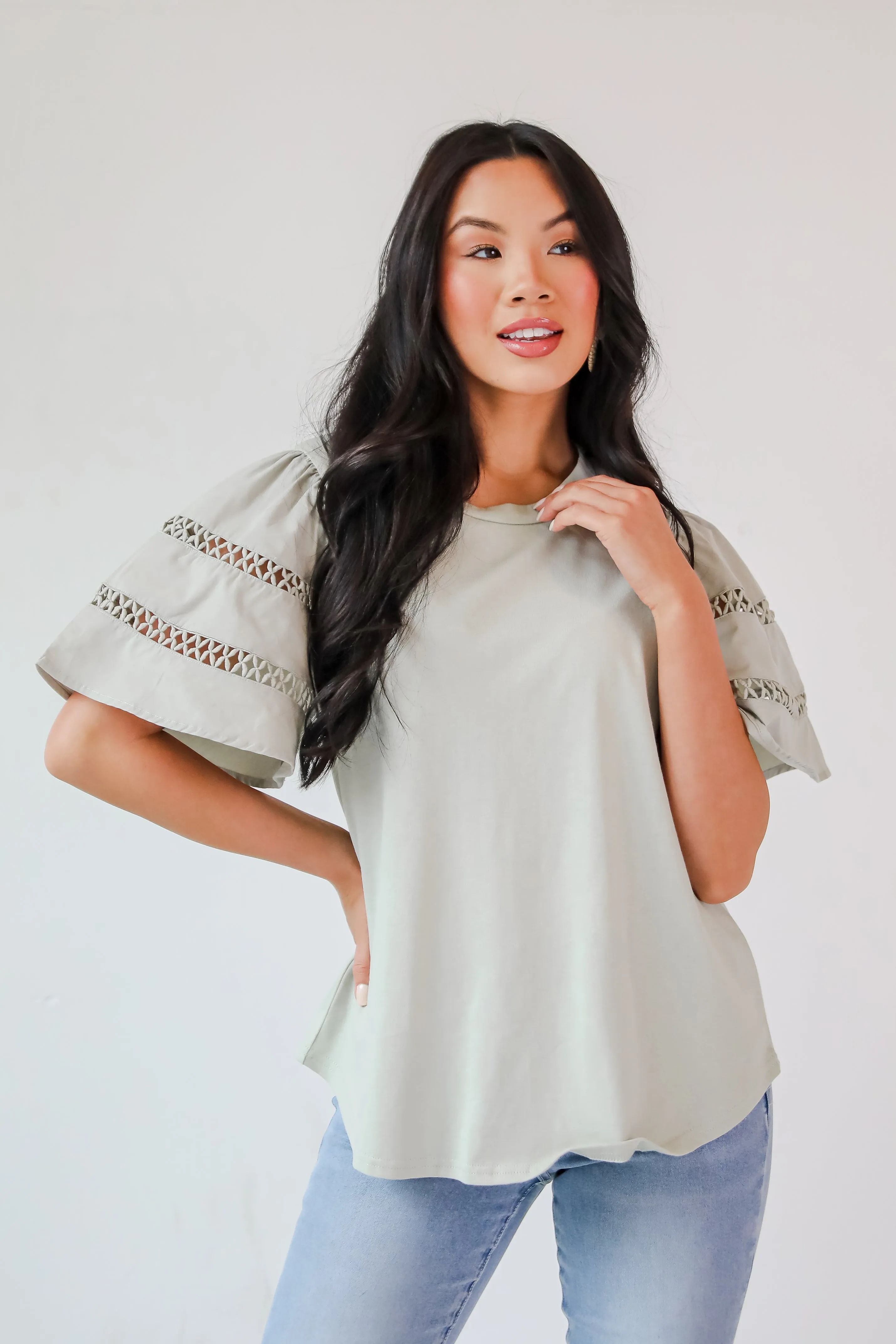 Effective Charm Flutter Sleeve Blouse