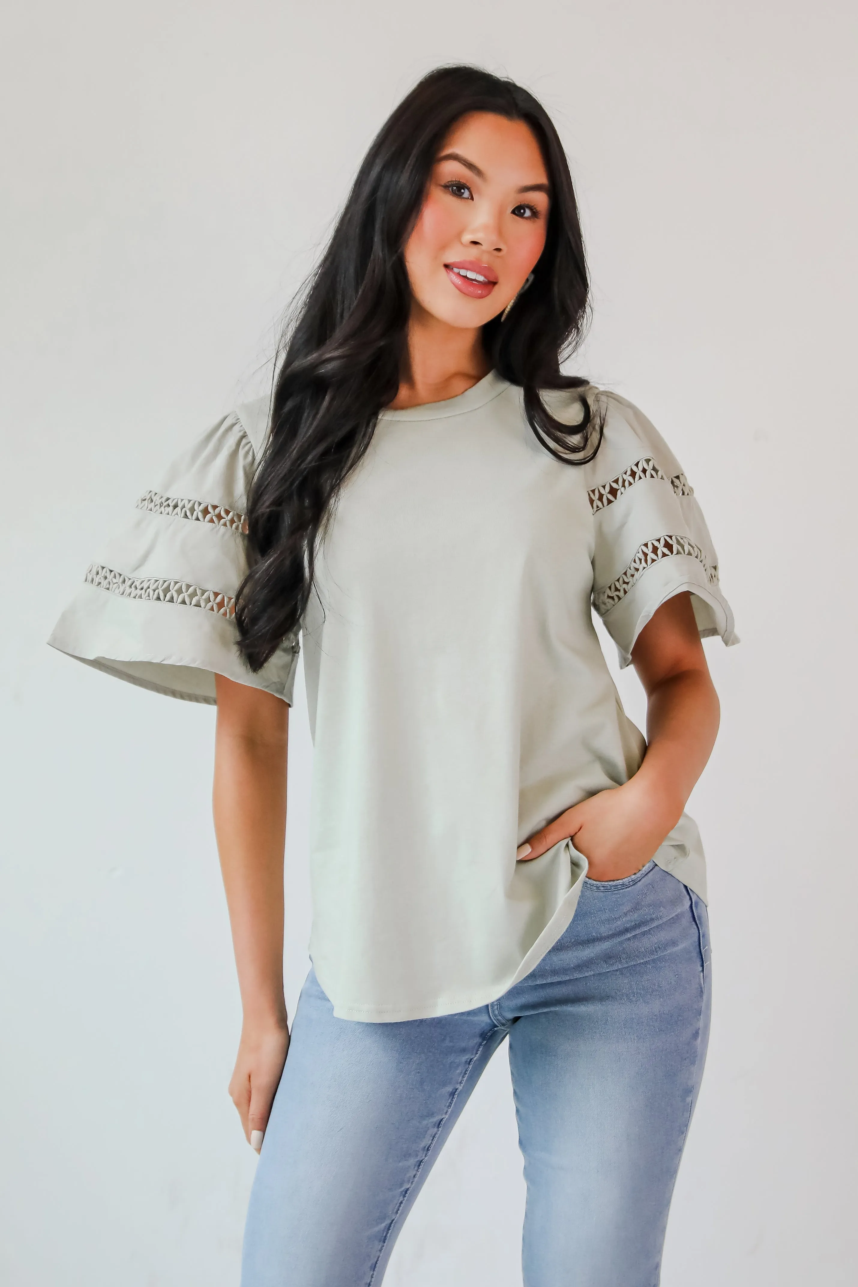 Effective Charm Flutter Sleeve Blouse