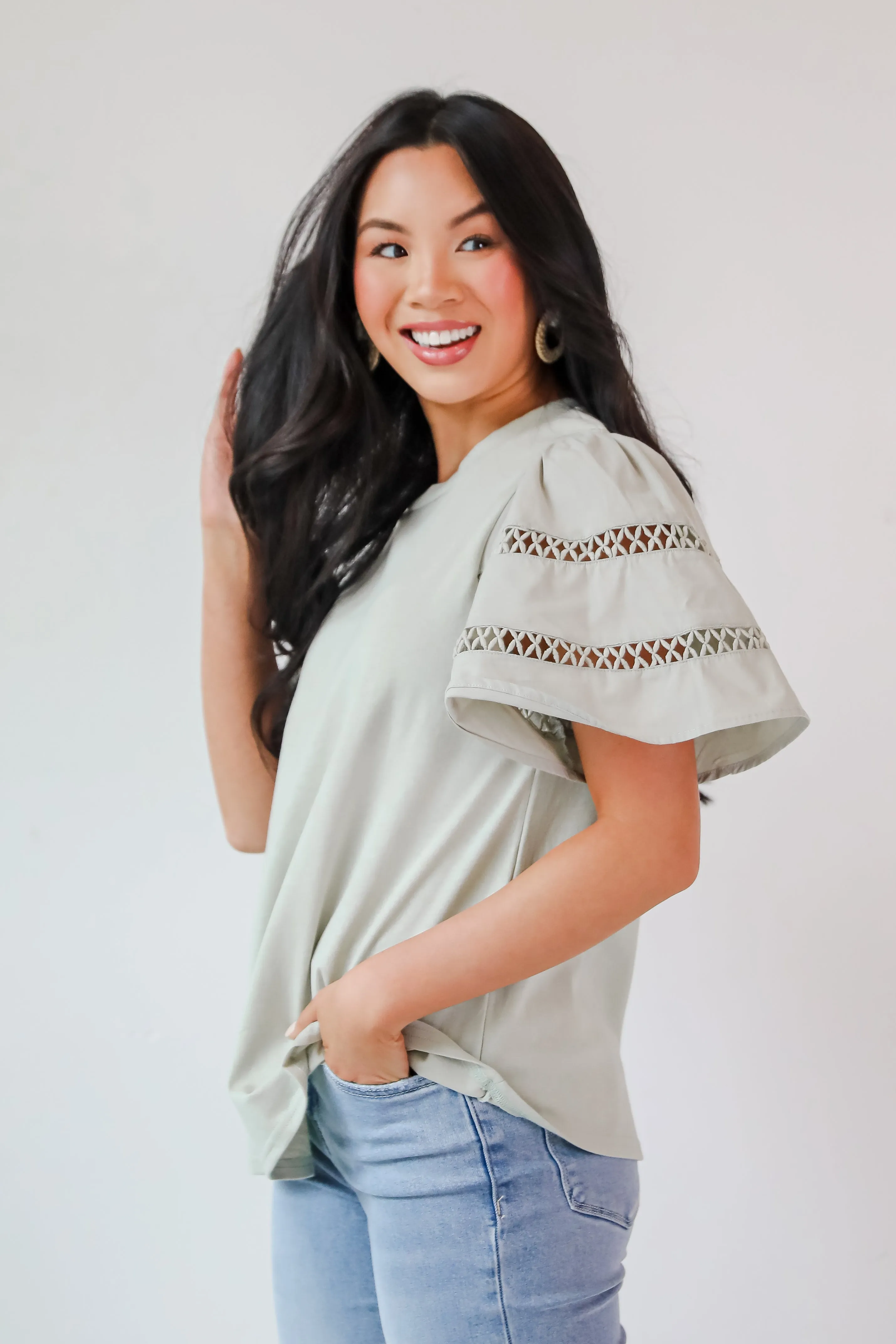 Effective Charm Flutter Sleeve Blouse