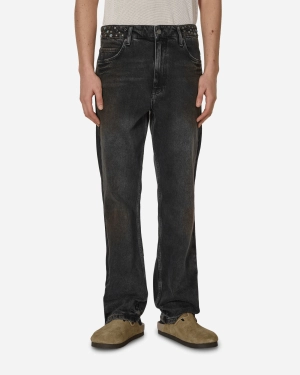 Embellished Flare Pants Aged Black Wash