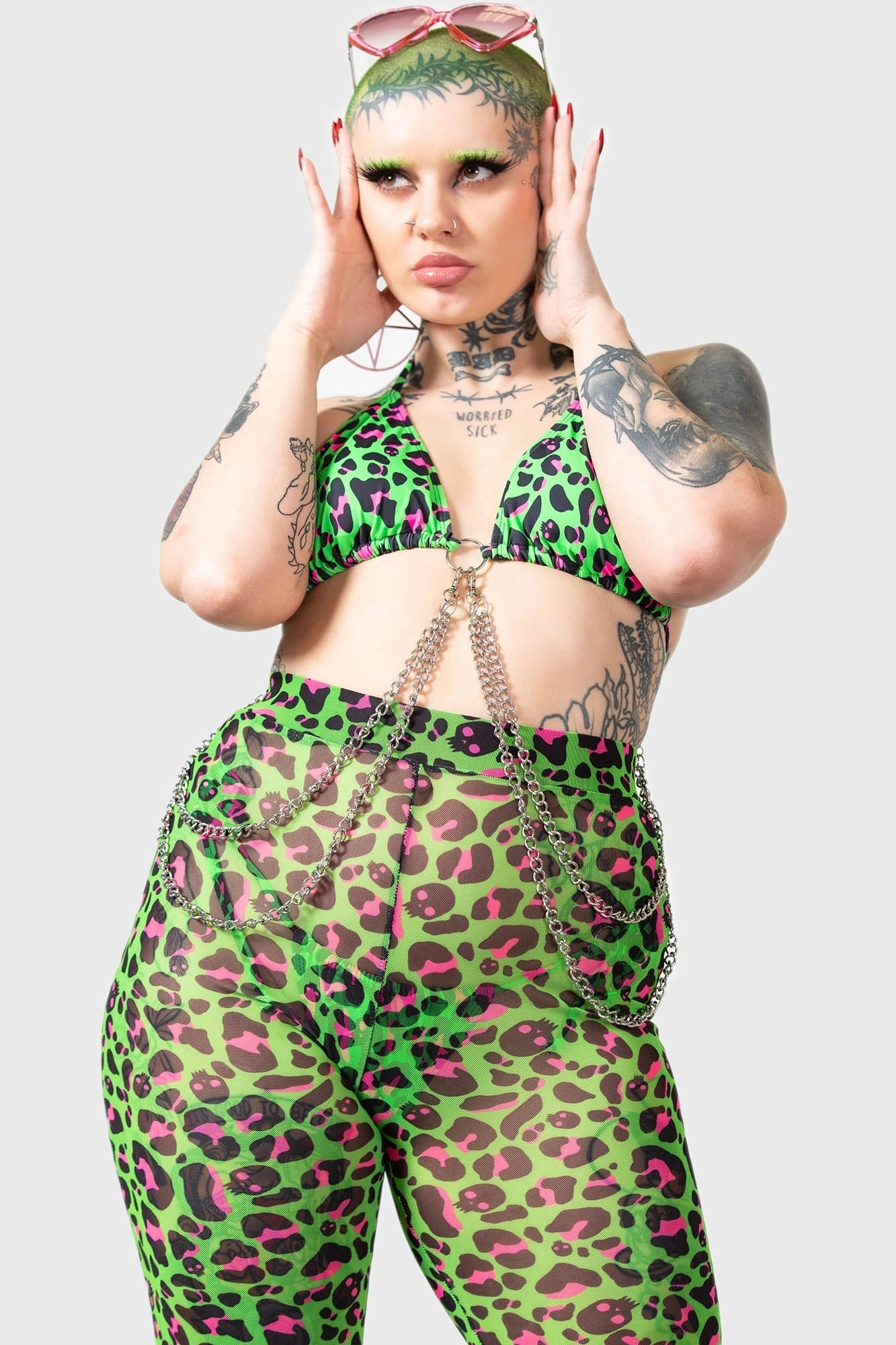 Emerald Sugar Mesh Flare Trousers - Resurrect