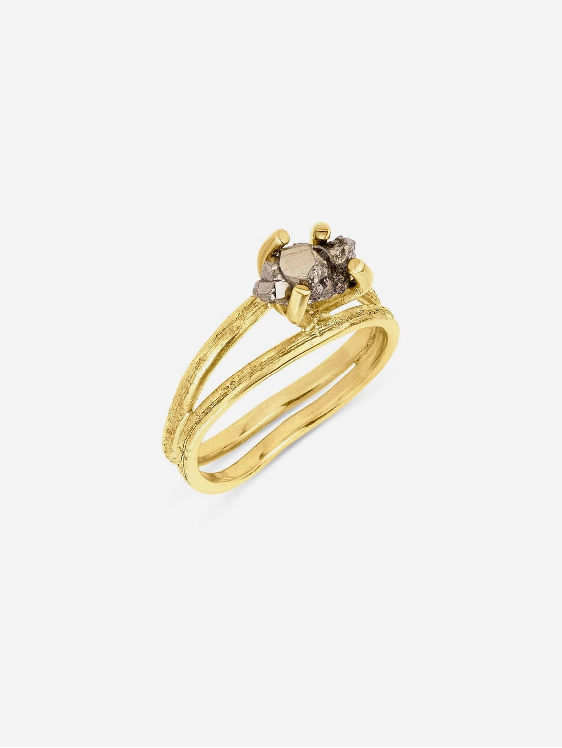 Fairtrade Gold Pyrite Crystal Nest Ring | 18ct