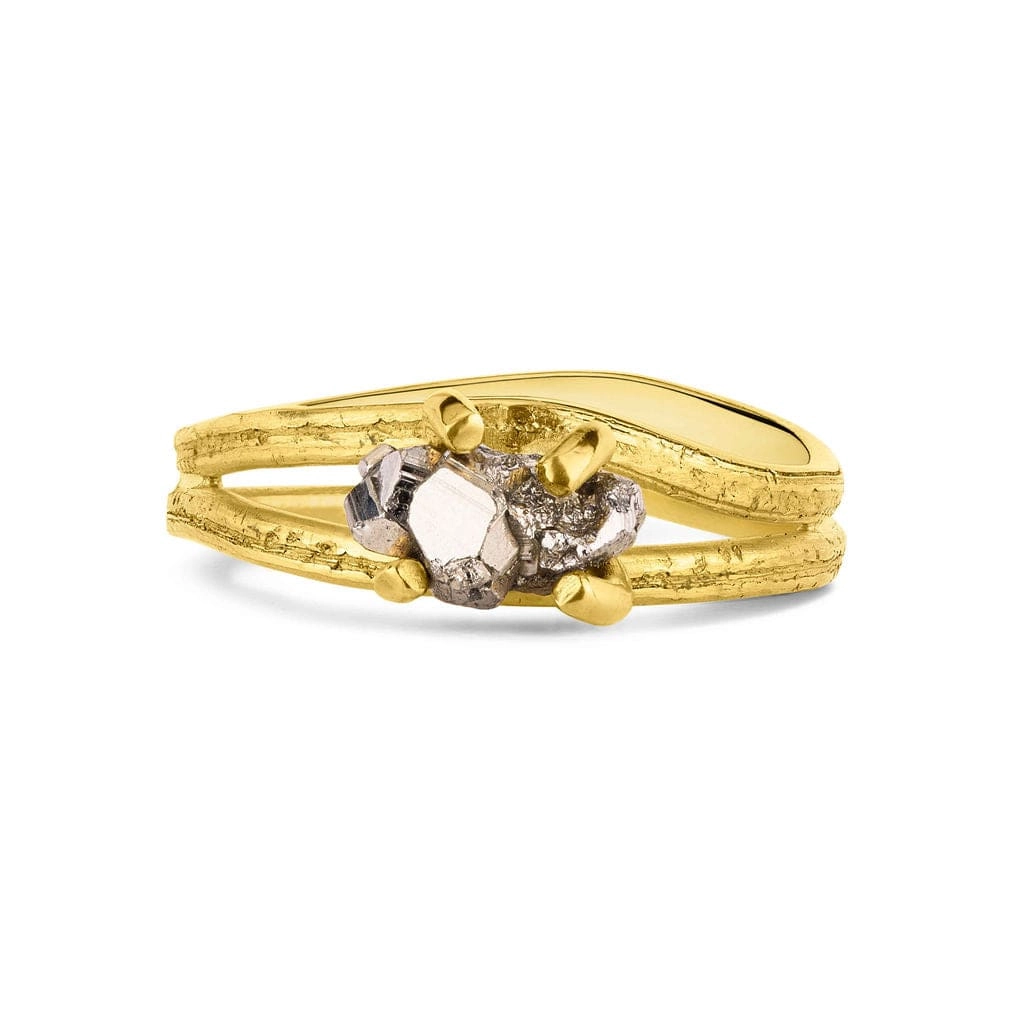 Fairtrade Gold Pyrite Crystal Nest Ring | 18ct