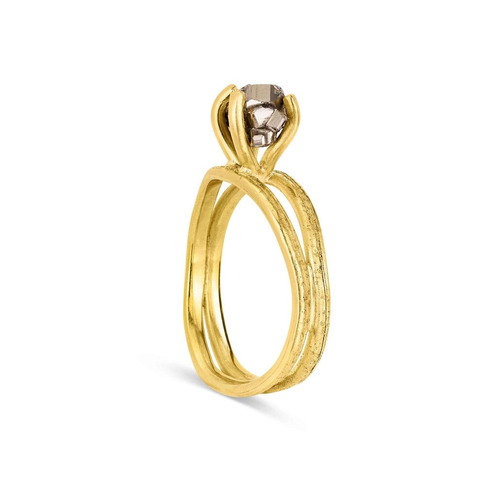Fairtrade Gold Pyrite Crystal Nest Ring | 18ct