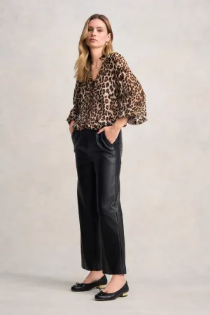 Faux Leather Cropped Pant - Black