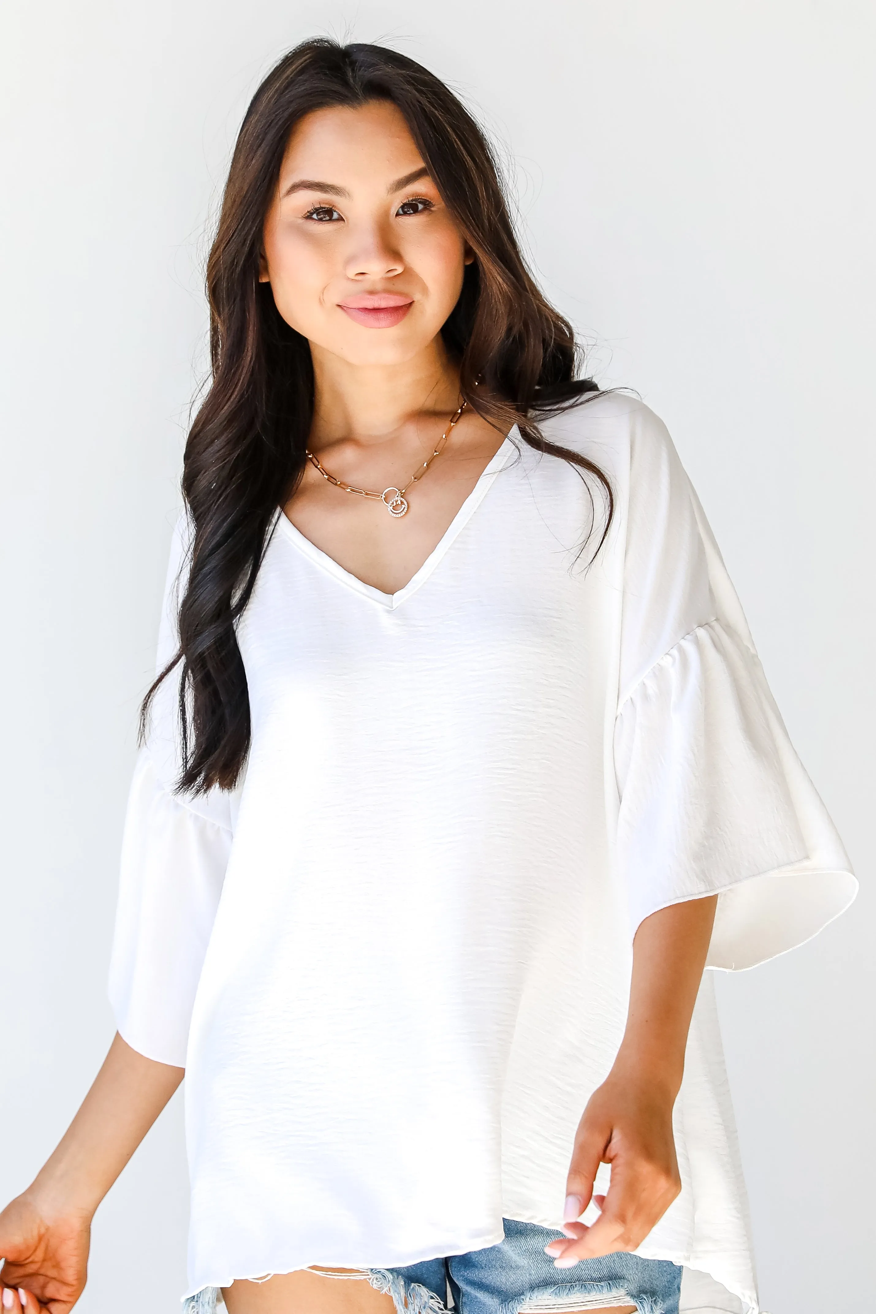 FINAL SALE - Frilled To Be Here Ruffle Sleeve Blouse