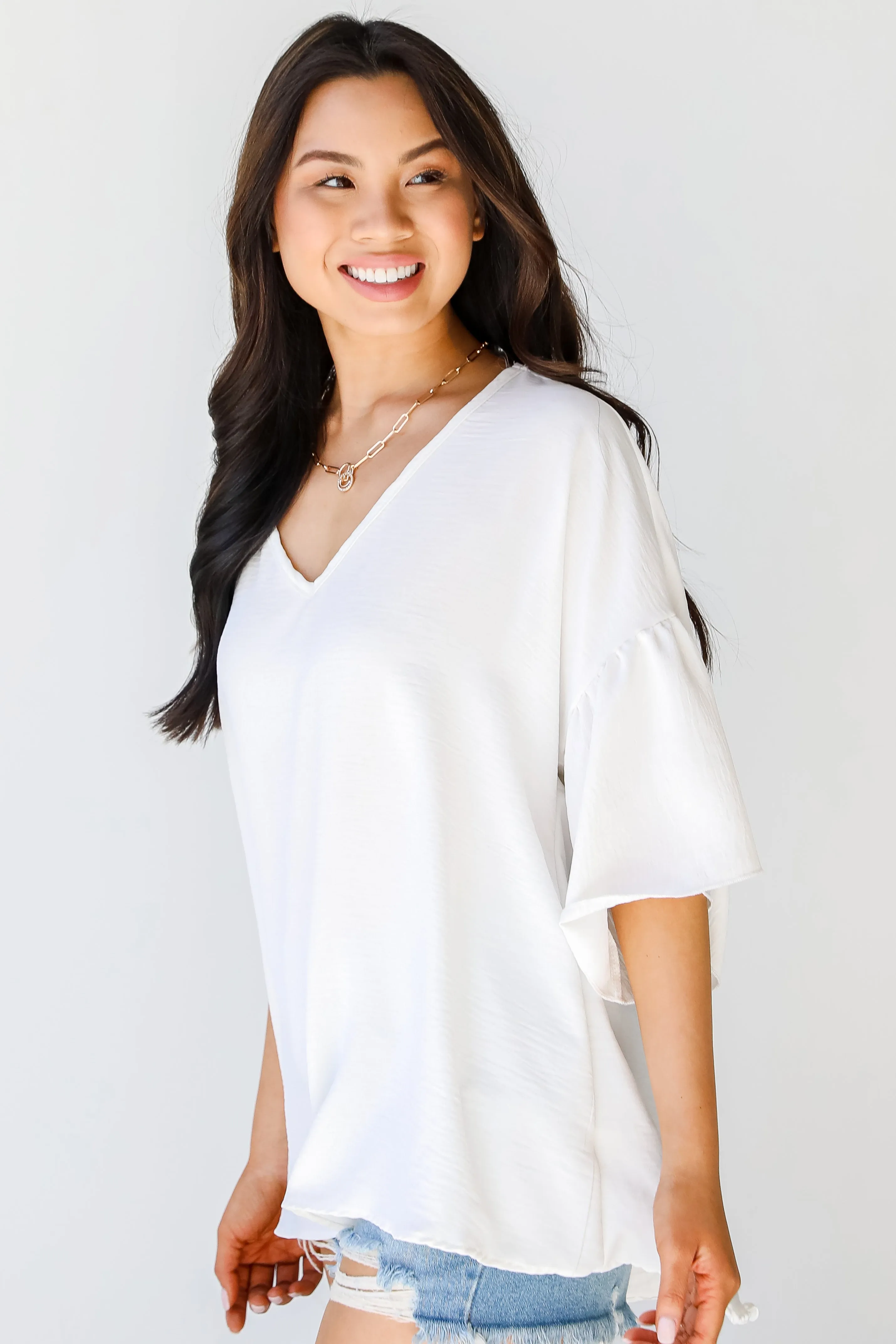 FINAL SALE - Frilled To Be Here Ruffle Sleeve Blouse