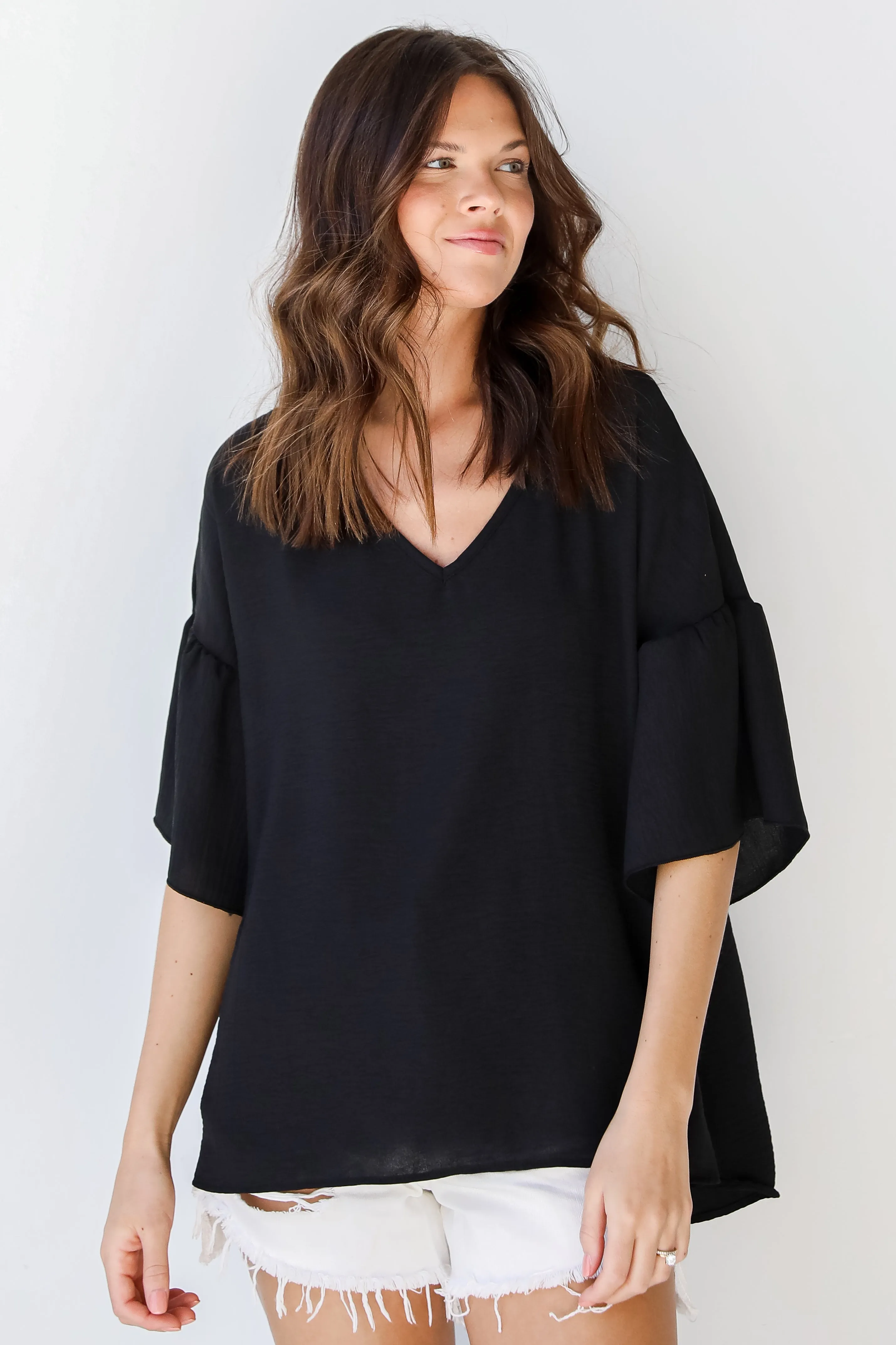 FINAL SALE - Frilled To Be Here Ruffle Sleeve Blouse