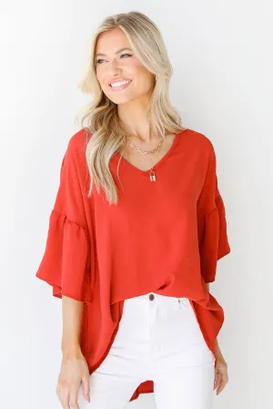 FINAL SALE - Frilled To Be Here Ruffle Sleeve Blouse