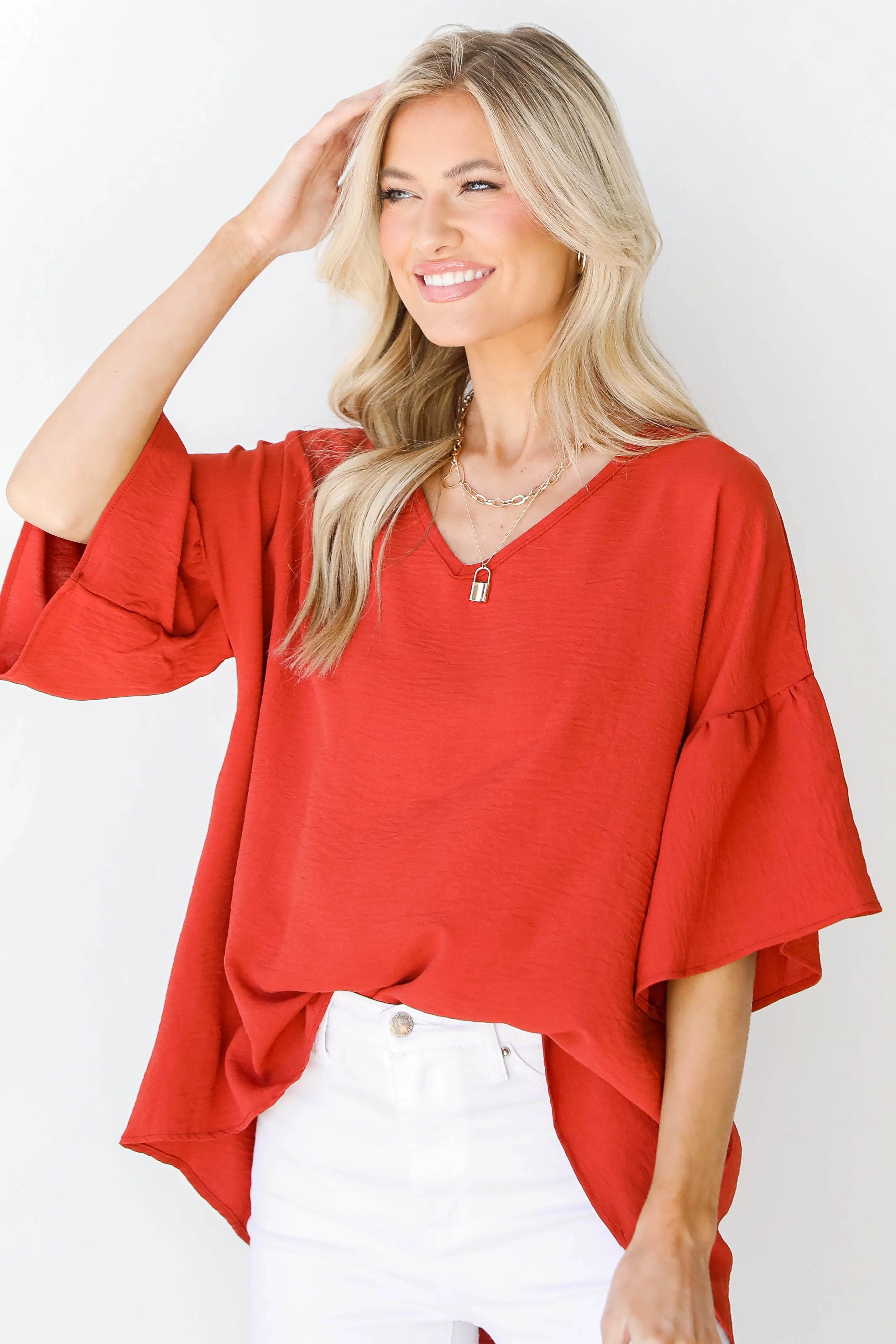 FINAL SALE - Frilled To Be Here Ruffle Sleeve Blouse