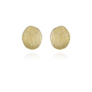 Goldtone Texturized Pebble Coin Earrings