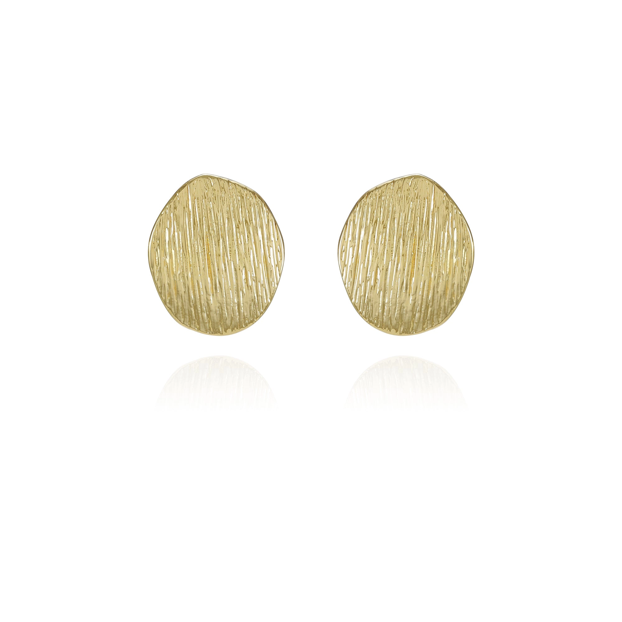 Goldtone Texturized Pebble Coin Earrings