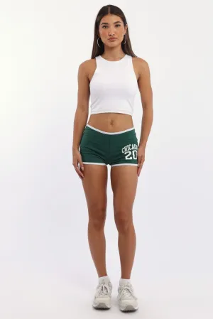 Green Shorts Contrast Binding