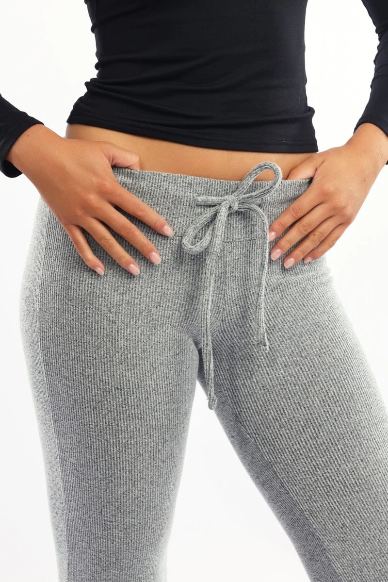 Grey Flare Leg Pants Elasticated Waist
