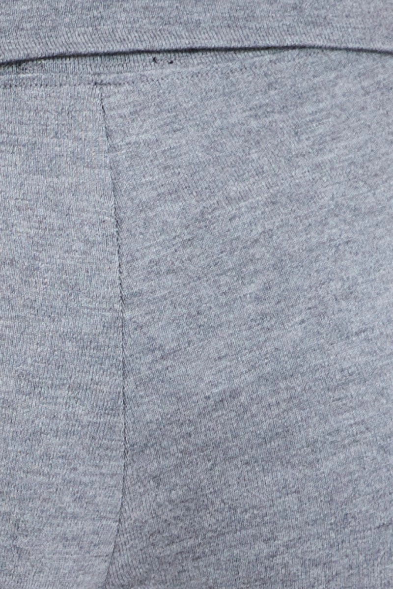 Grey Flare Leg Pants Turn Down Waist Jersey