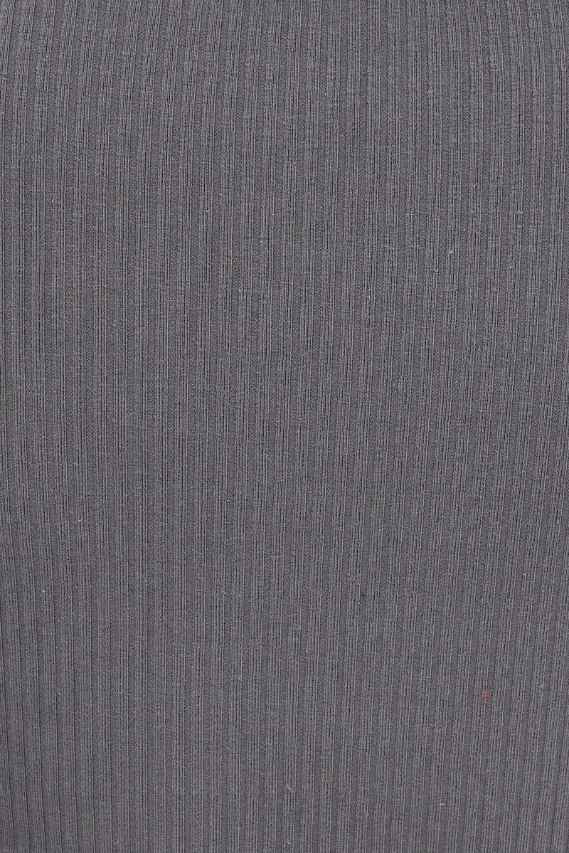 Grey Midi Dress Long Sleeve Mock Neck Cut Out Bodycon
