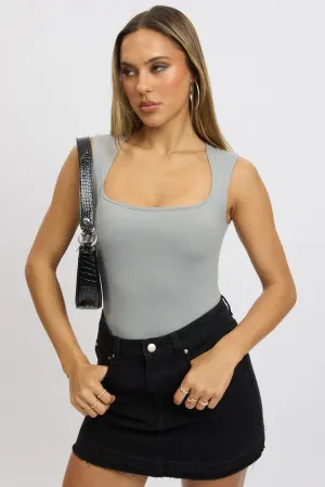 Grey Supersoft Bodysuit Scoop Neck