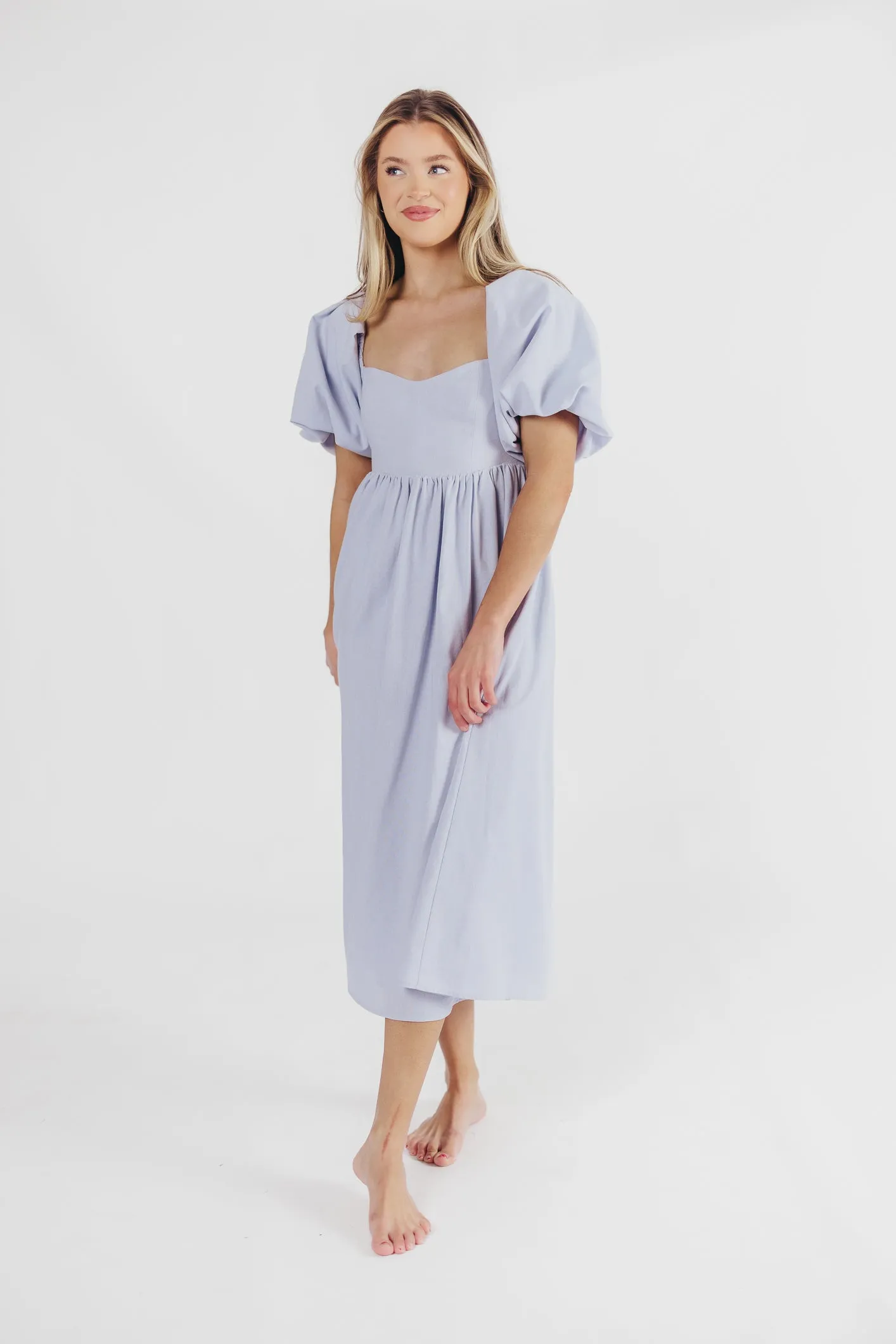 Hamilton Midi Dress in Light Blue - Bump Friendly & Inclusive Sizing (S-2XL)