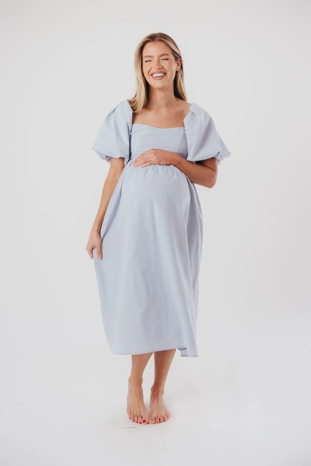 Hamilton Midi Dress in Light Blue - Bump Friendly & Inclusive Sizing (S-2XL)
