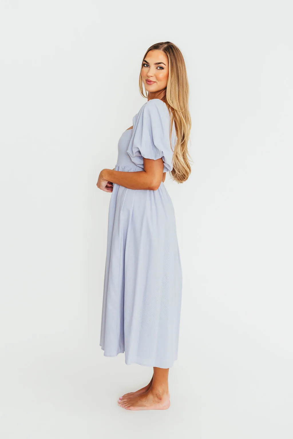 Hamilton Midi Dress in Light Blue - Bump Friendly & Inclusive Sizing (S-2XL)