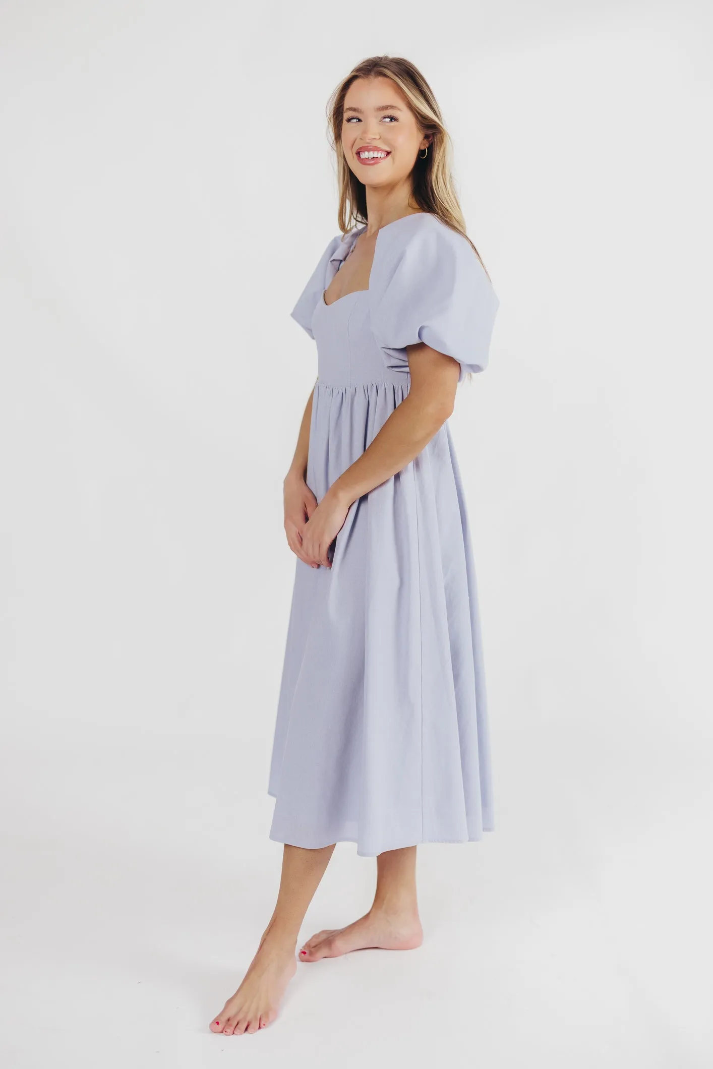 Hamilton Midi Dress in Light Blue - Bump Friendly & Inclusive Sizing (S-2XL)