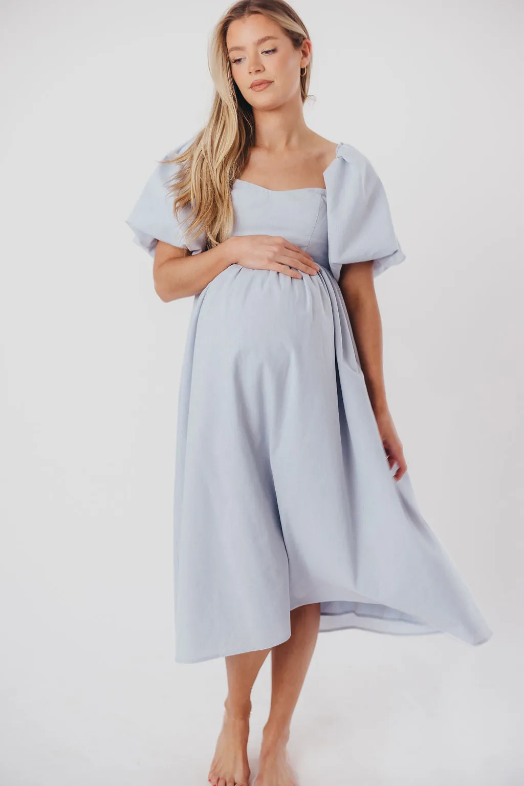 Hamilton Midi Dress in Light Blue - Bump Friendly & Inclusive Sizing (S-2XL)