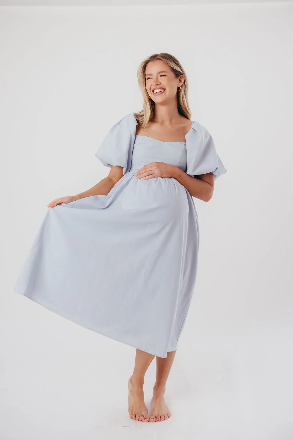 Hamilton Midi Dress in Light Blue - Bump Friendly & Inclusive Sizing (S-2XL)