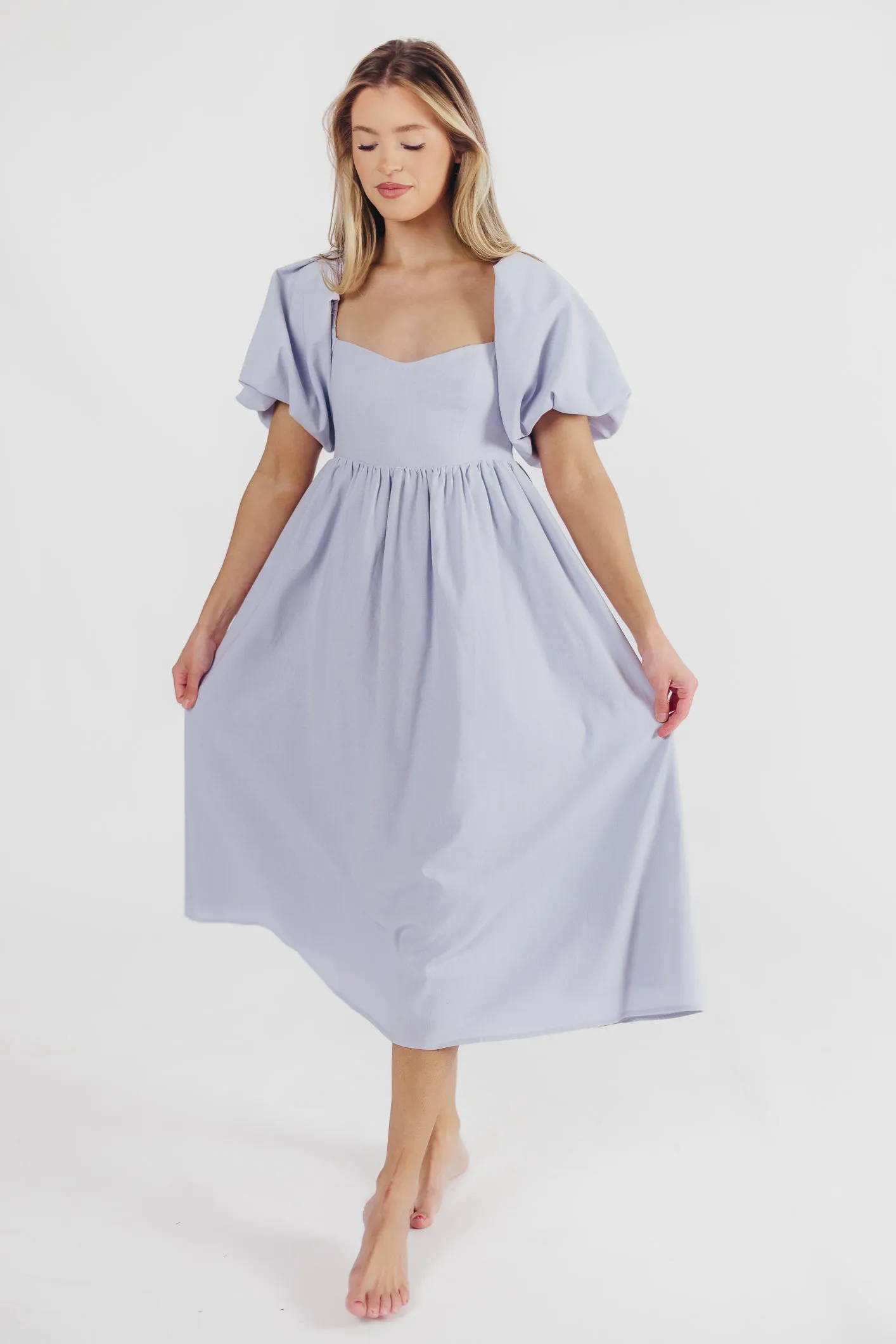 Hamilton Midi Dress in Light Blue - Bump Friendly & Inclusive Sizing (S-2XL)