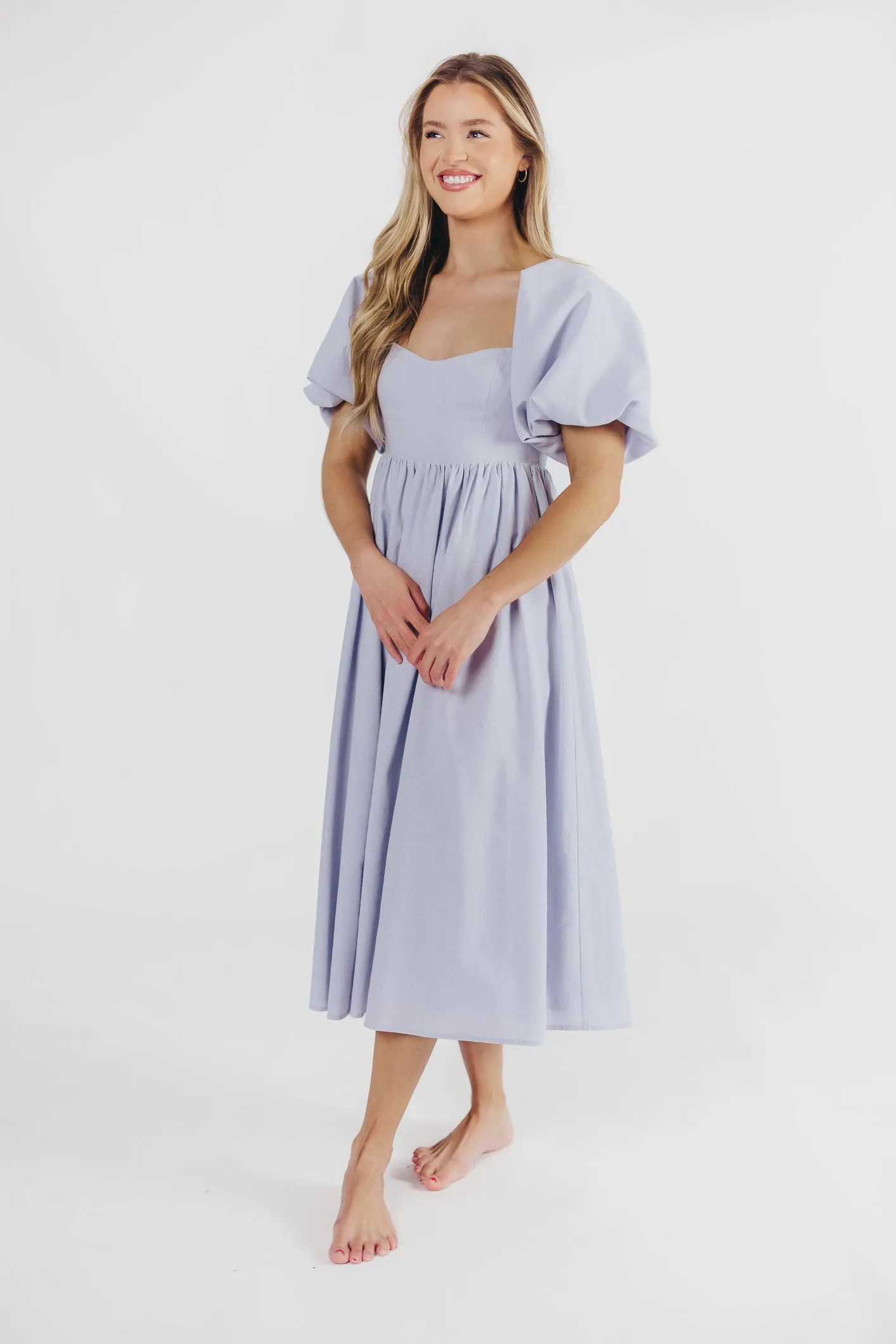 Hamilton Midi Dress in Light Blue - Bump Friendly & Inclusive Sizing (S-2XL)