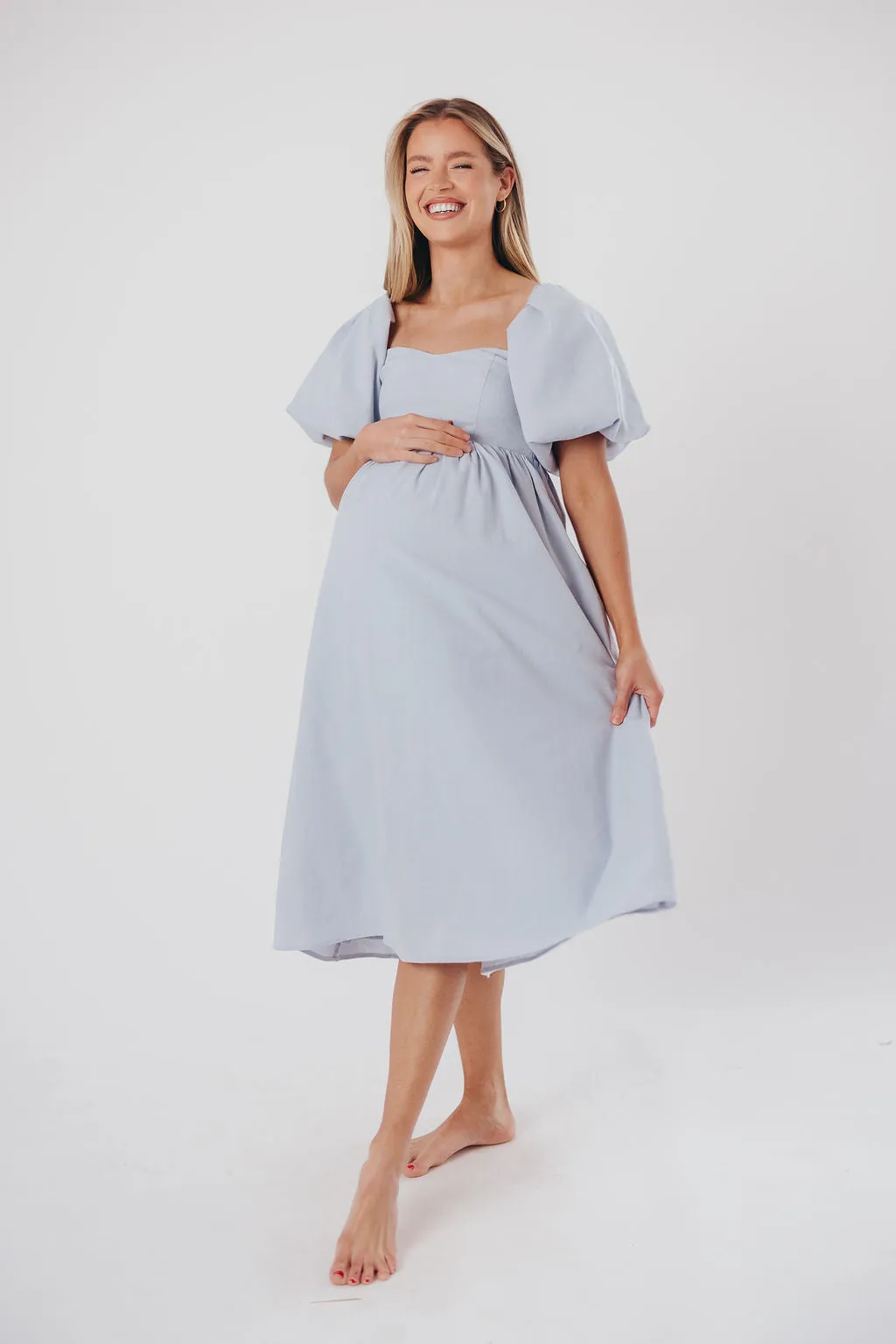 Hamilton Midi Dress in Light Blue - Bump Friendly & Inclusive Sizing (S-2XL)
