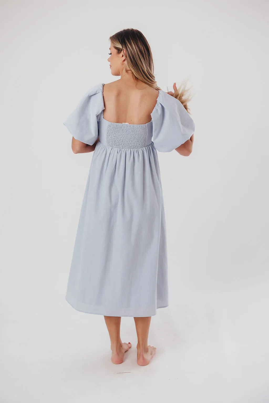 Hamilton Midi Dress in Light Blue - Bump Friendly & Inclusive Sizing (S-2XL)
